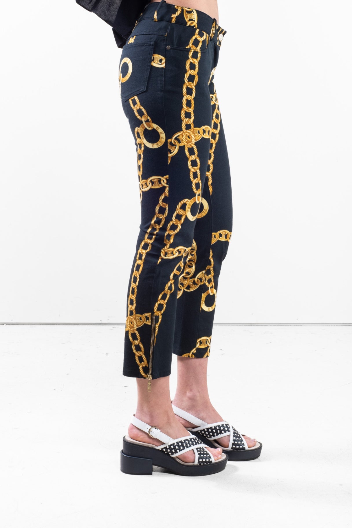 Vintage Black and Yellow Chain Print Pant