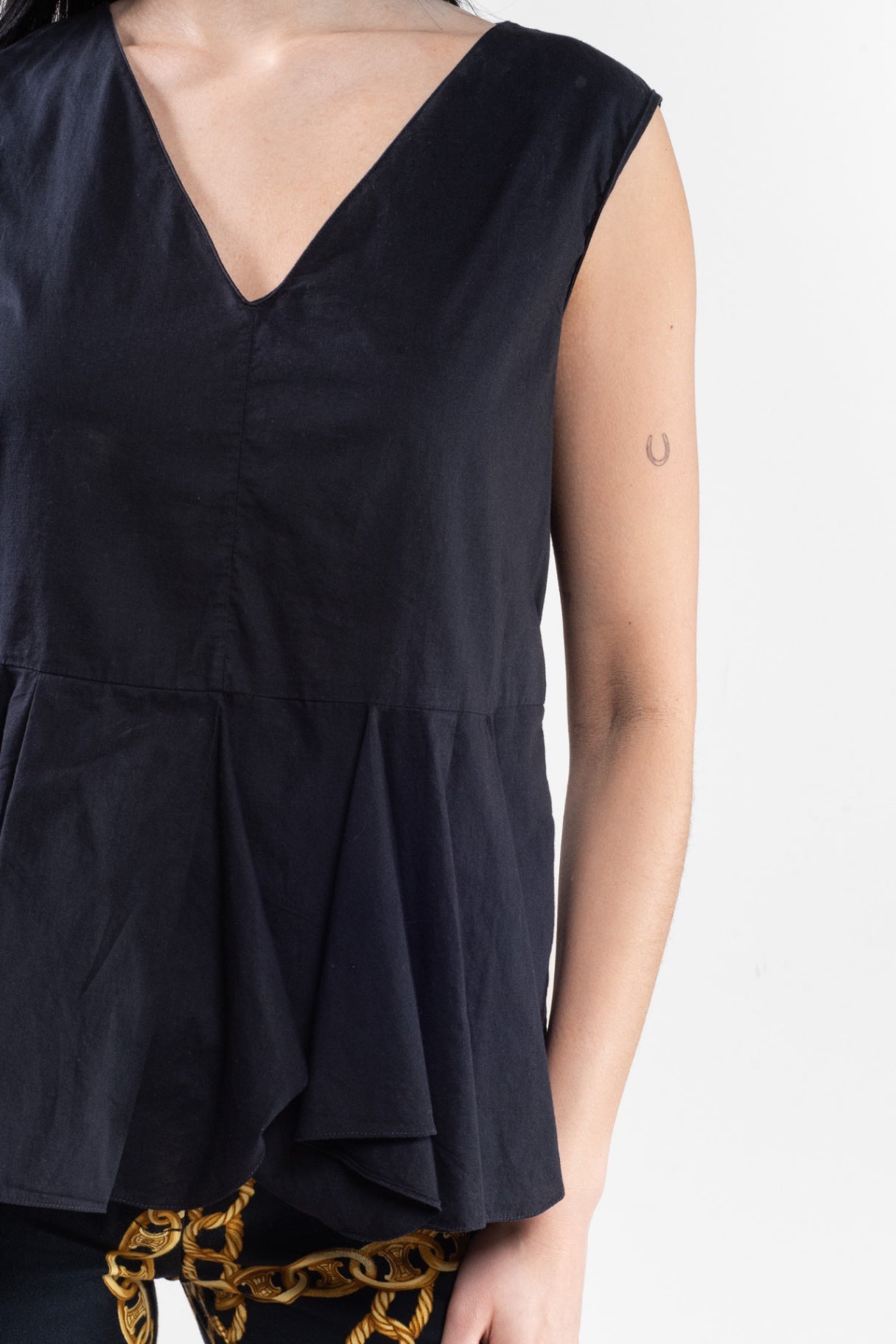 Navy Light Peplum Tank Top