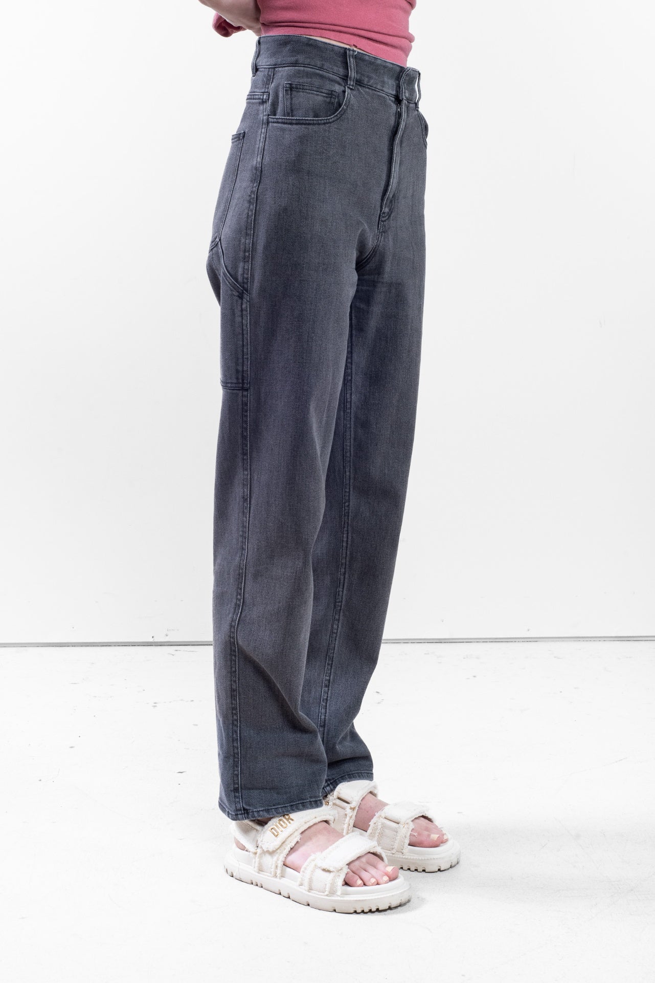 Gray Cargo Denim Pants