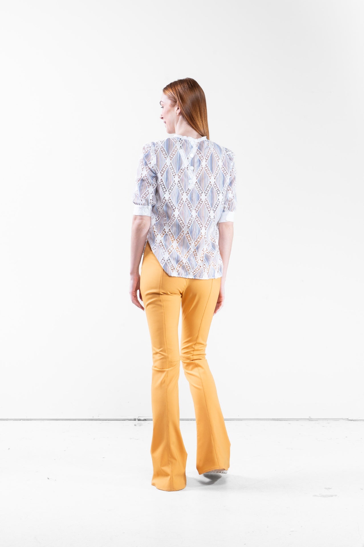 Short Sleeve Striped Shirt with Lace