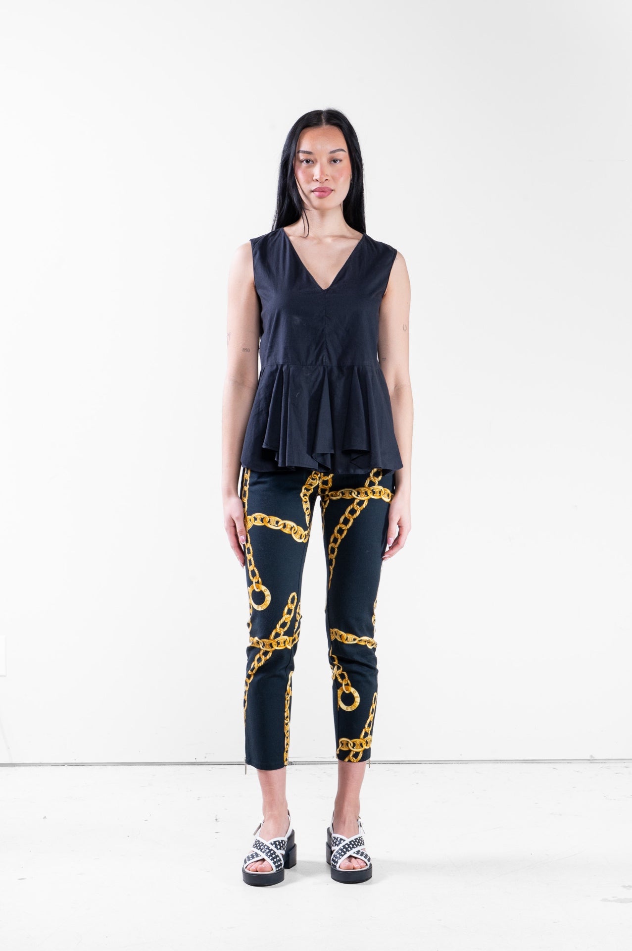 Navy Light Peplum Tank Top