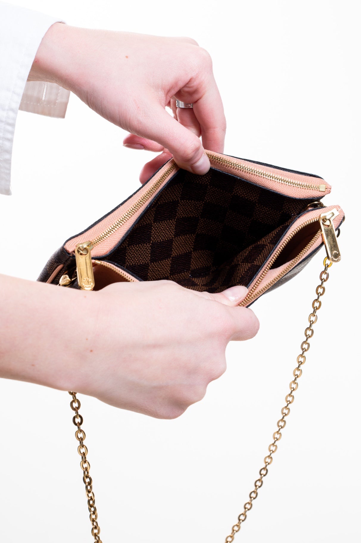 Damier Ebene Double Zip Pochette