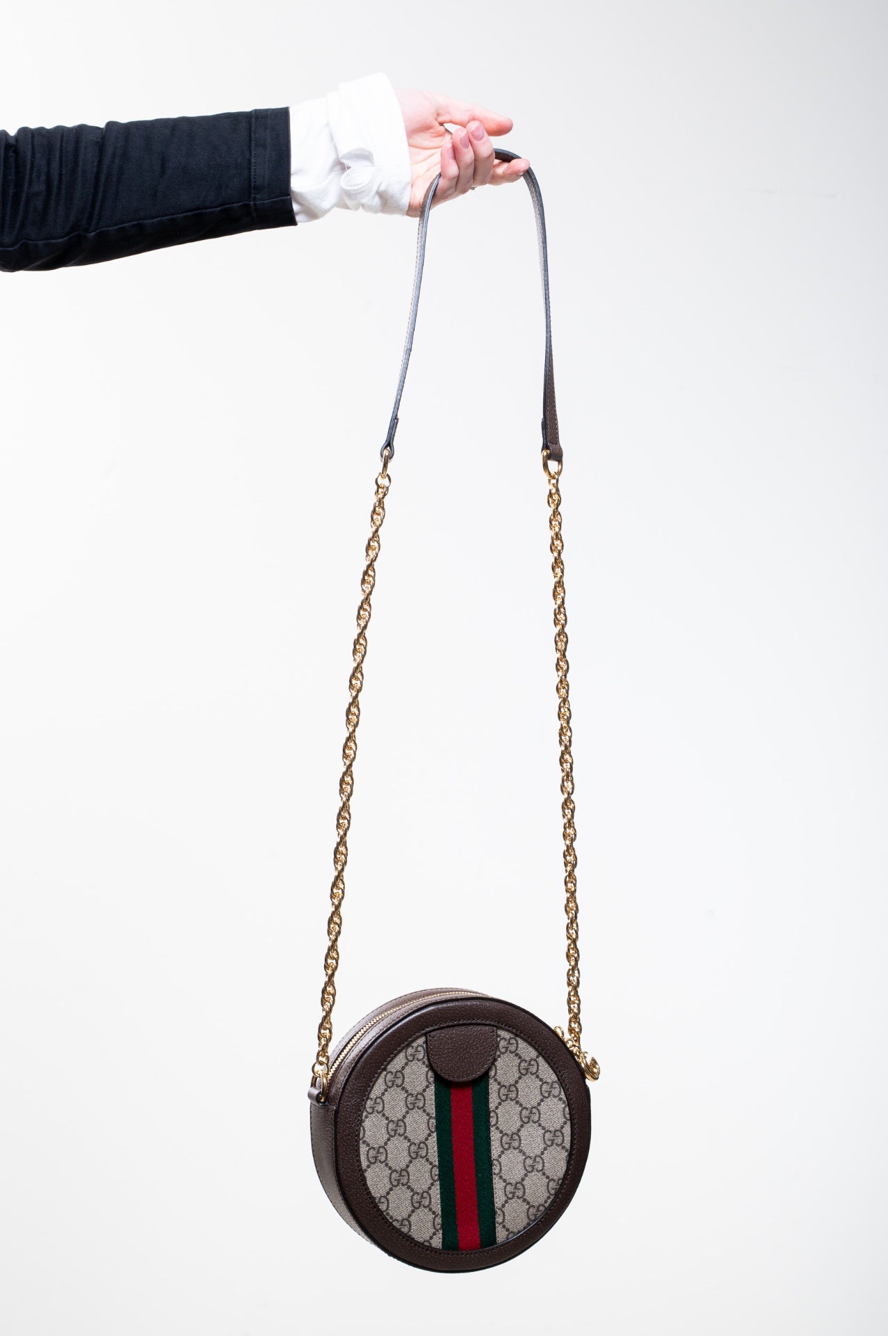 Brown GG Supreme Round Ophidia Crossbody Bag