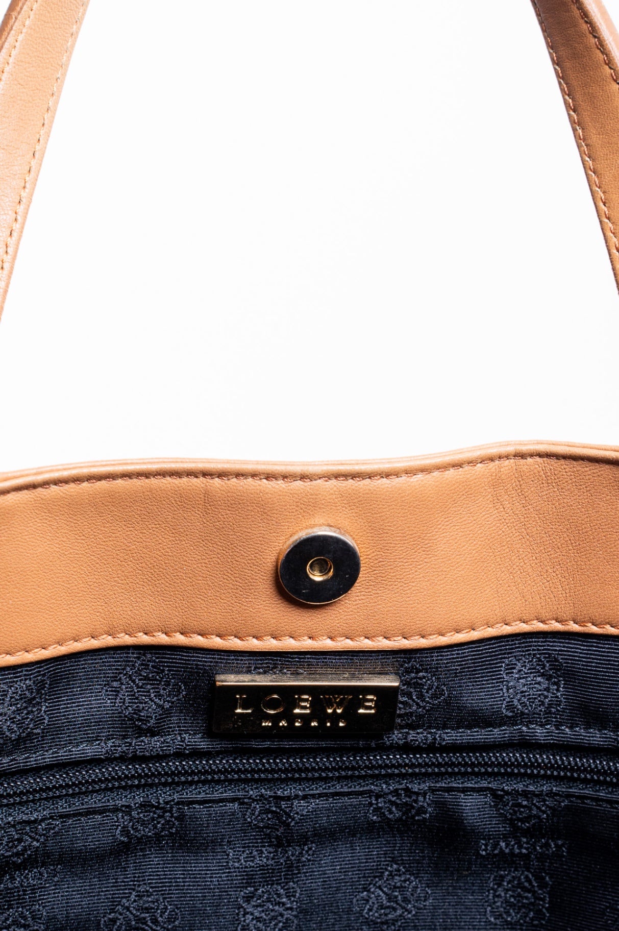 Vintage Tan Leather Double Handle Tote