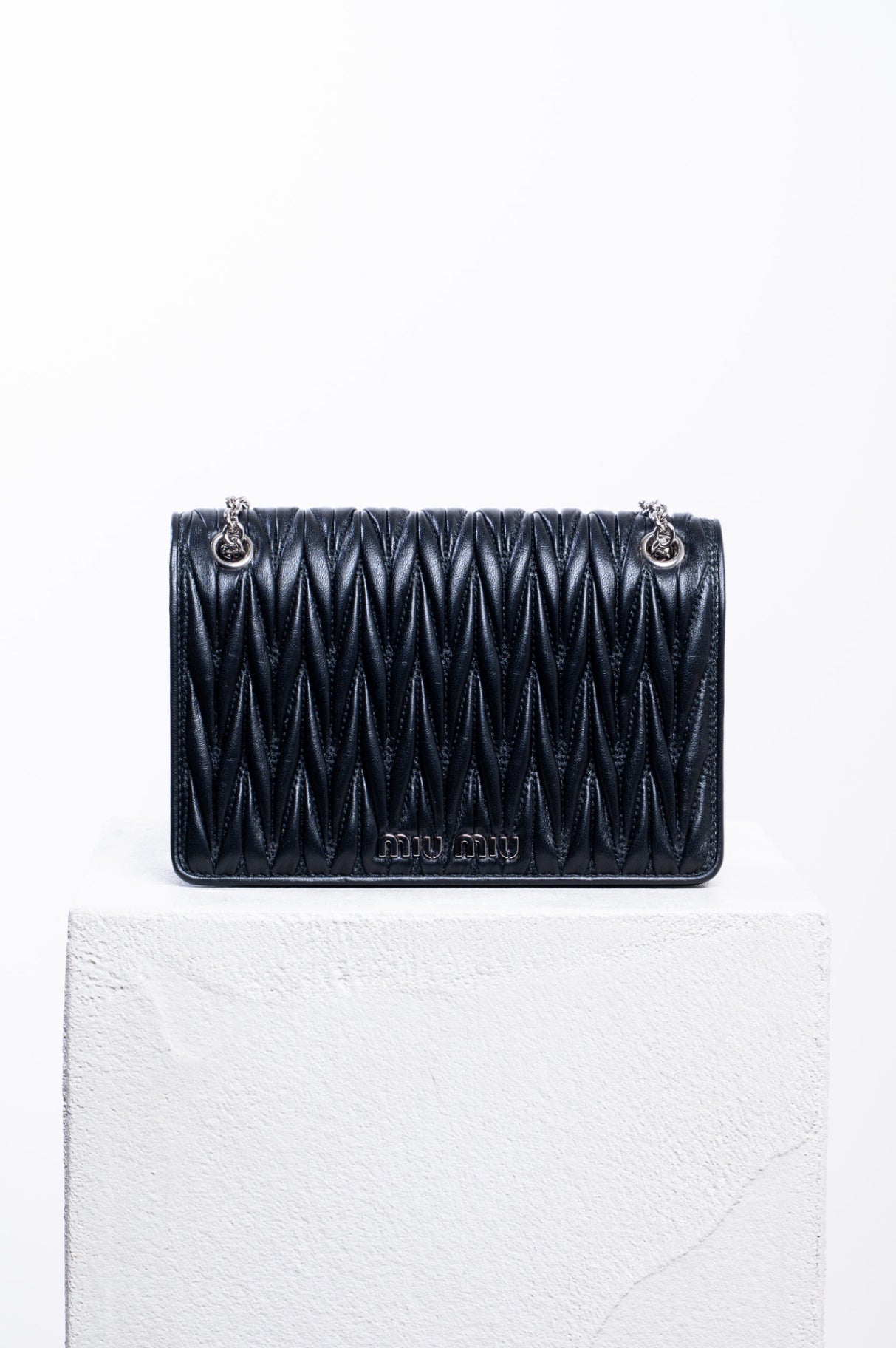 Black Quilted Mini Matelasse Crystal Bag