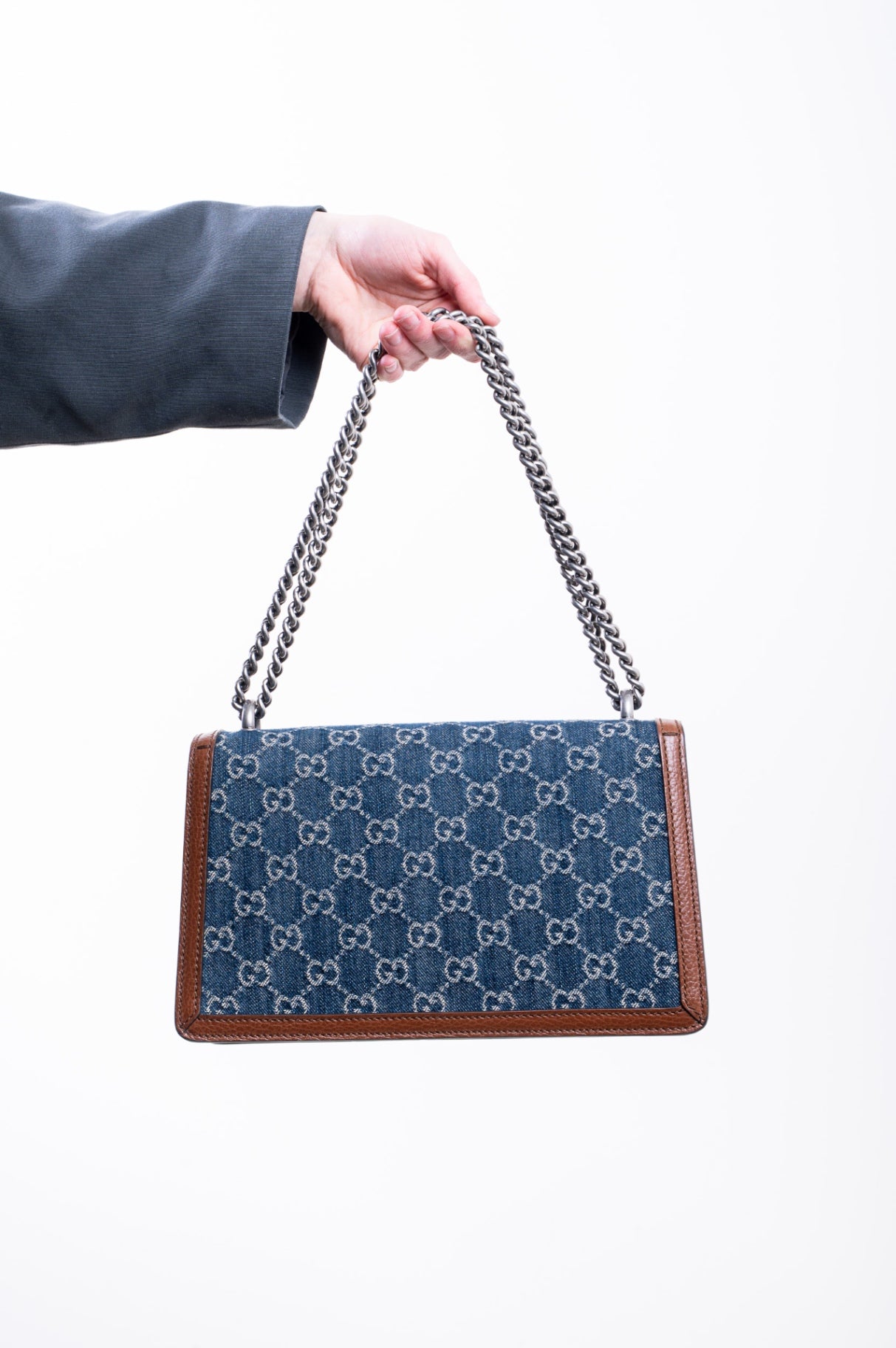 Blue Small GG Denim Dionysus Shoulder Bag