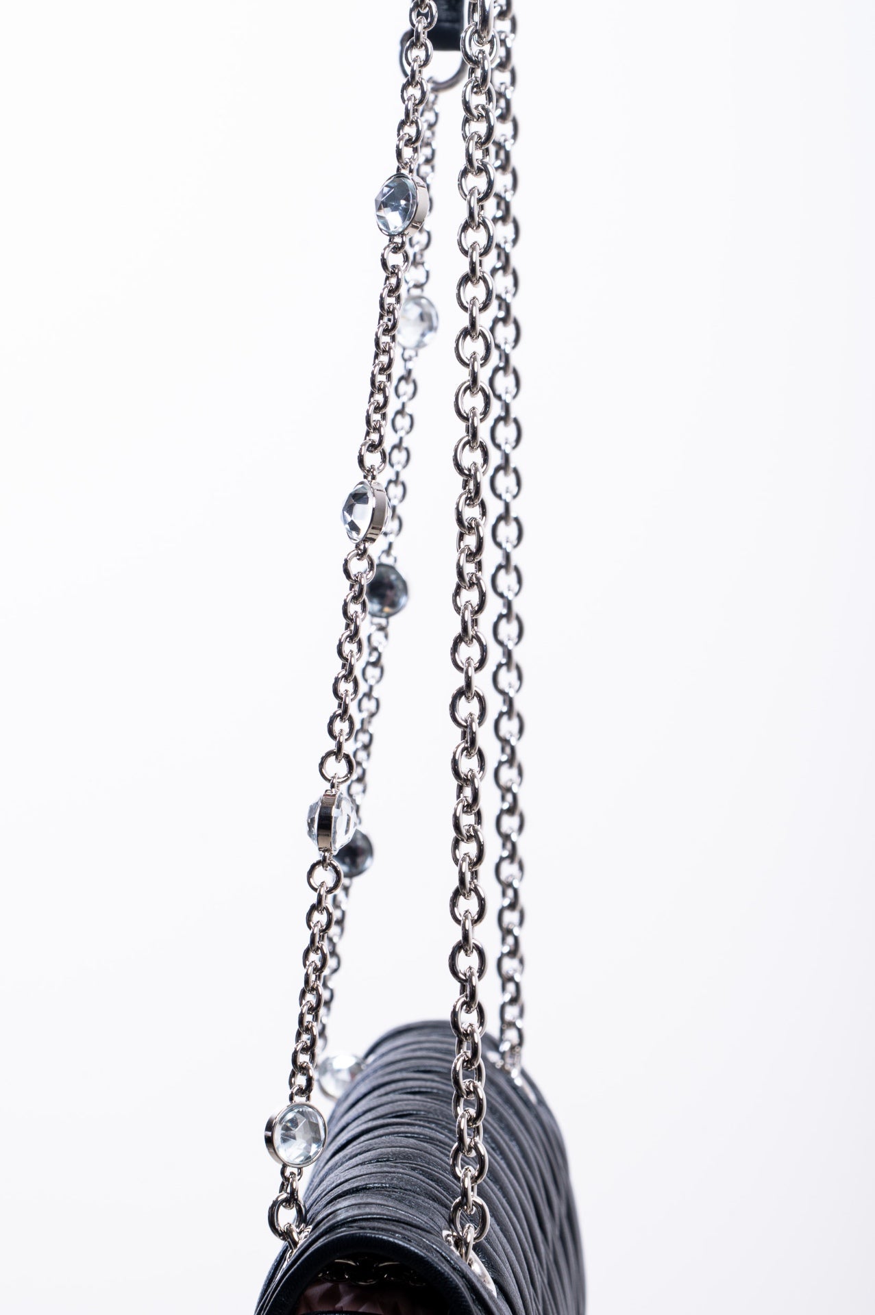 Black Quilted Mini Matelasse Crystal Bag