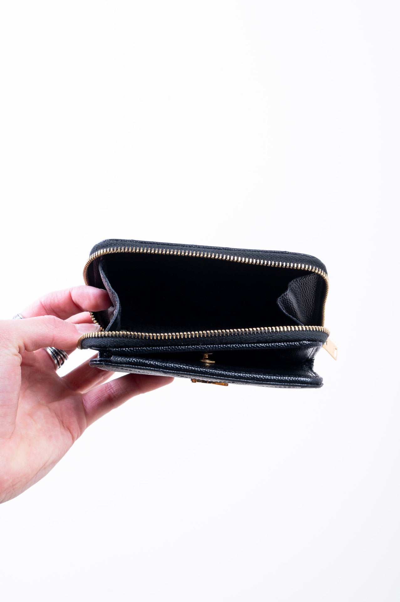 Black Cassandre Compact Zip Wallet