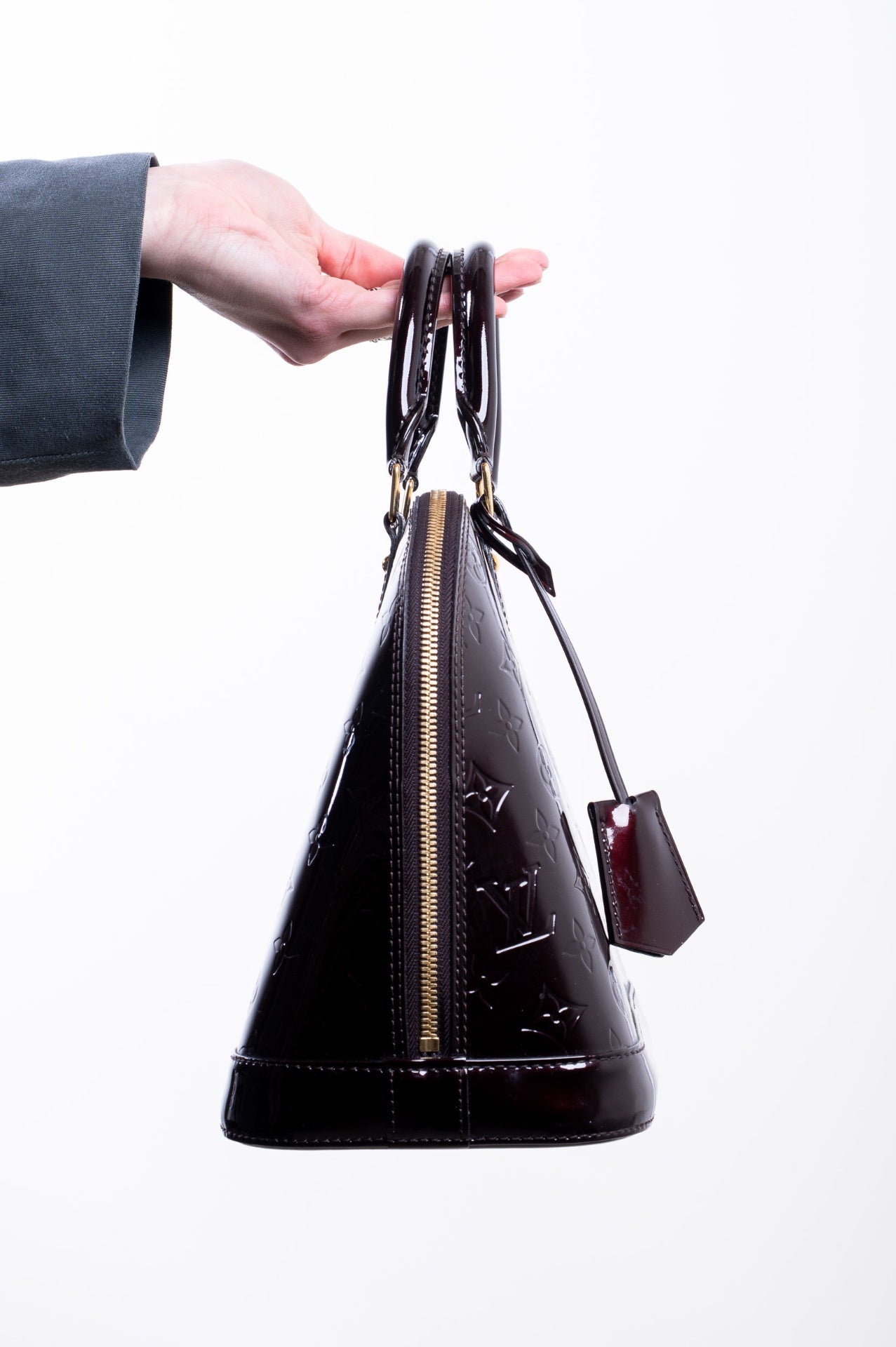 Burgundy Vernis Alma PM Top Handle Bag