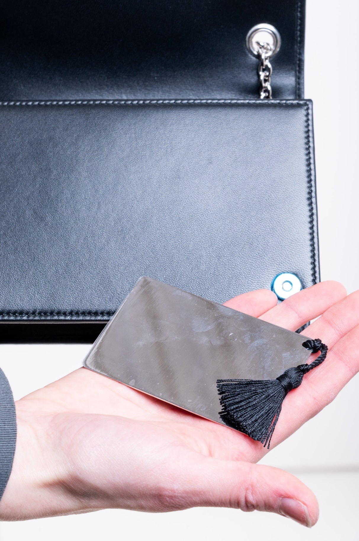 Black Quilted Mini Matelasse Crystal Bag