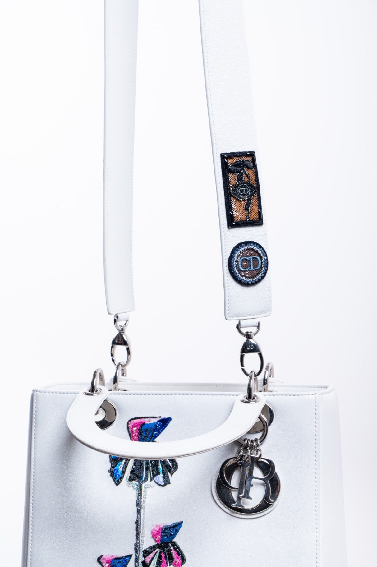 White Embellished Medium Lady Bag