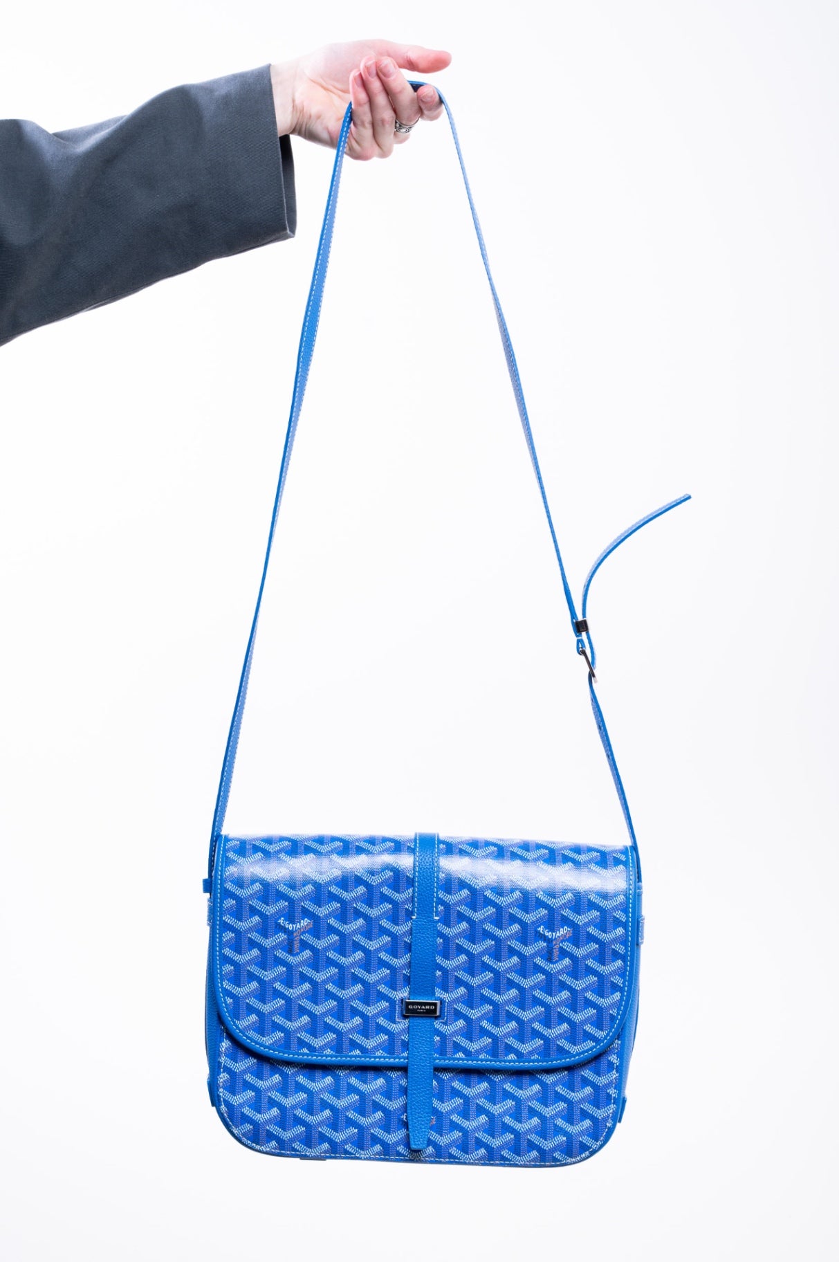 Blue Goyardine Belvedere MM Bag