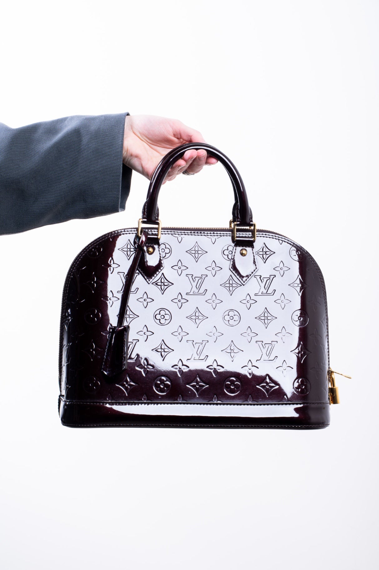 Burgundy Vernis Alma PM Top Handle Bag