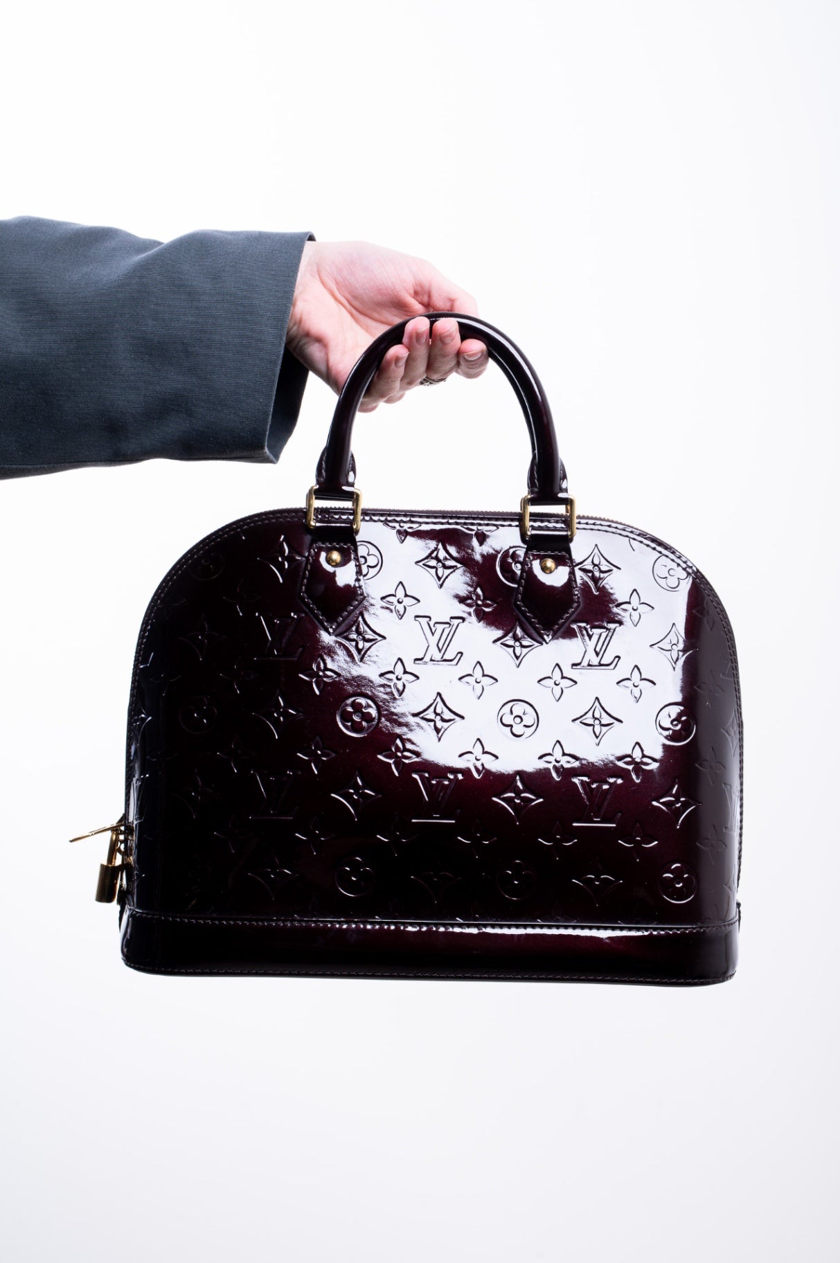 Burgundy Vernis Alma PM Top Handle Bag
