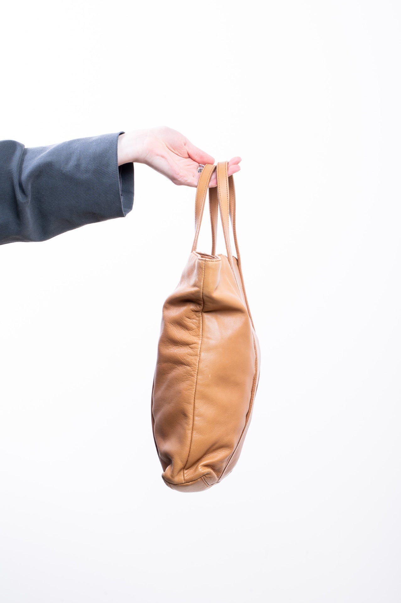 Vintage Tan Leather Double Handle Tote