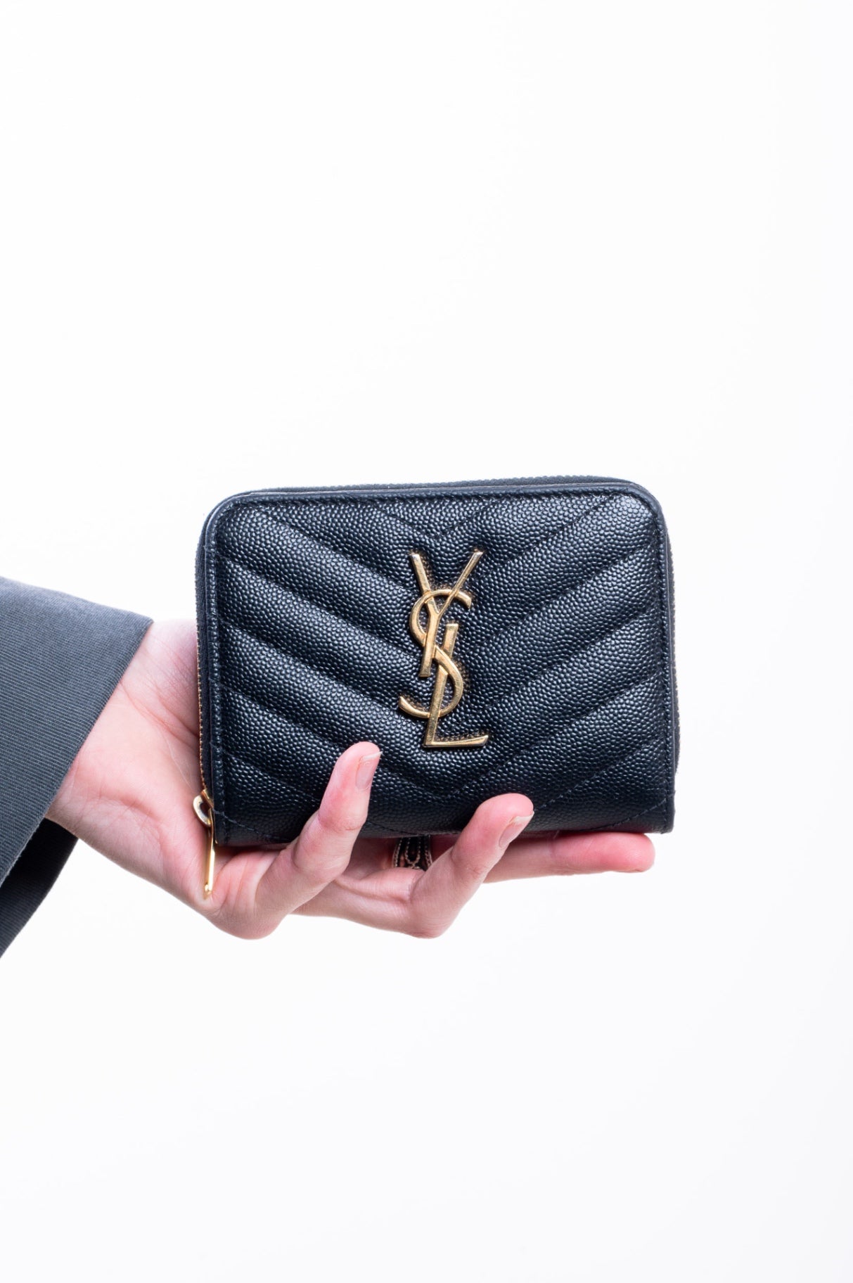 Black Cassandre Compact Zip Wallet