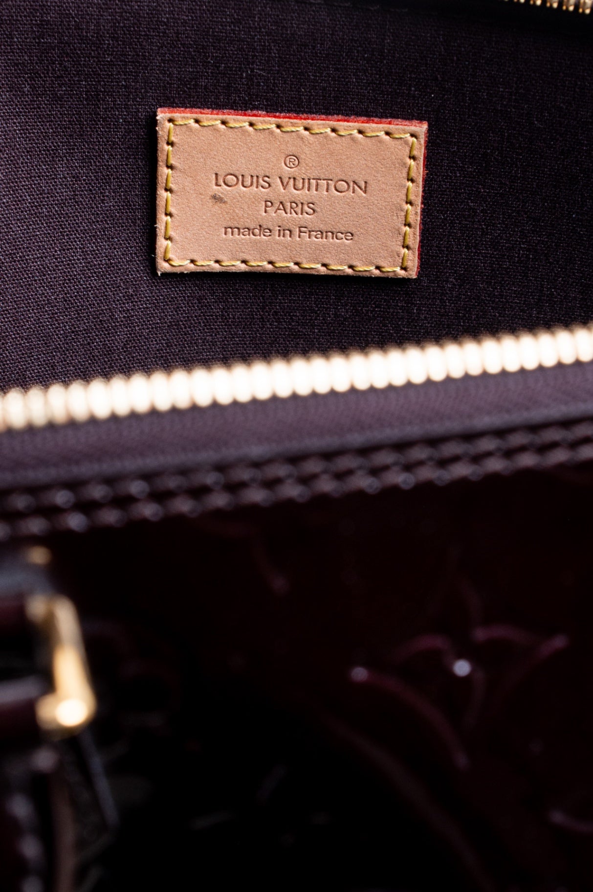 Burgundy Vernis Alma PM Top Handle Bag