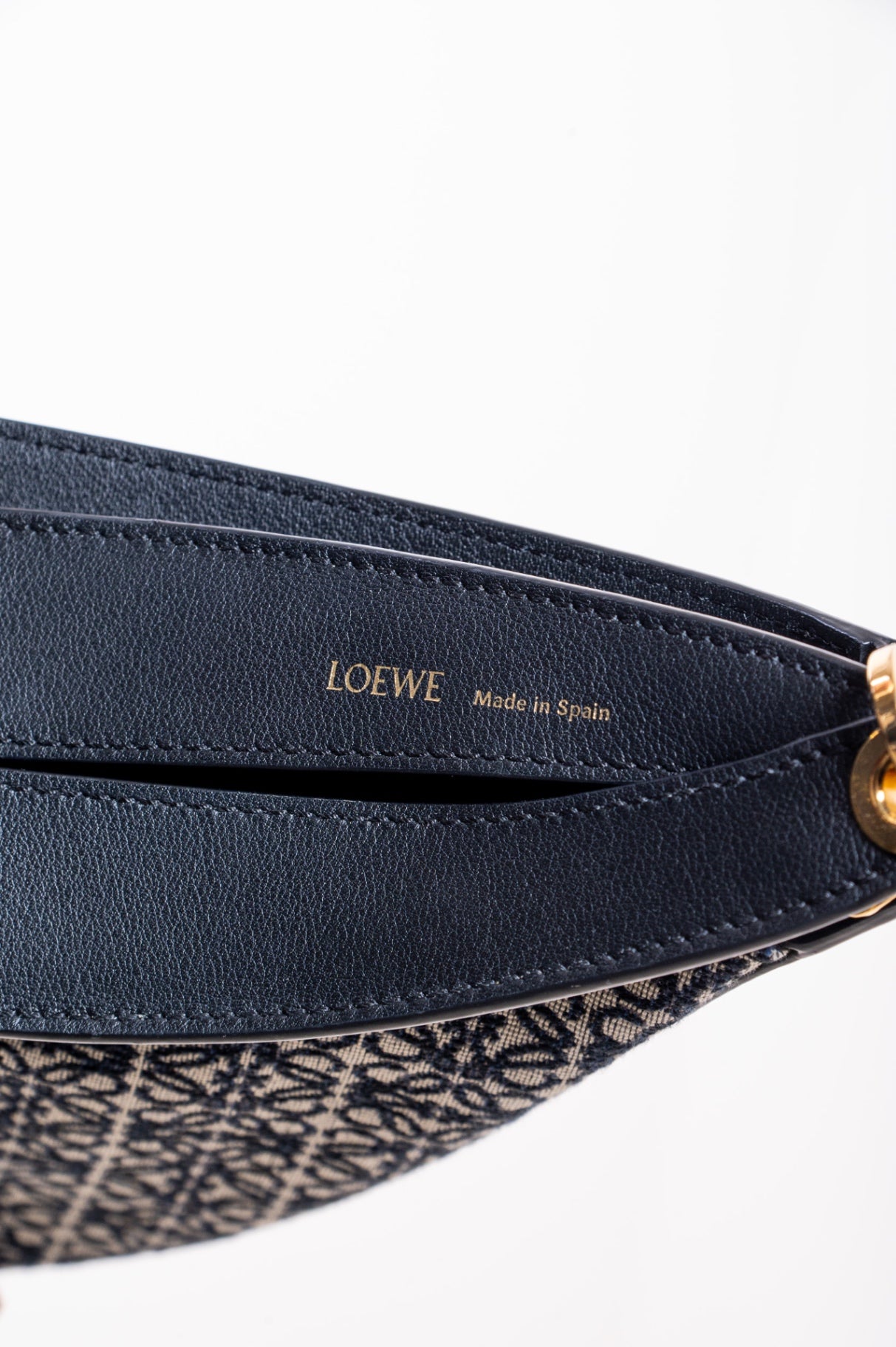 Navy Small Anagram Luna Shoulder Bag