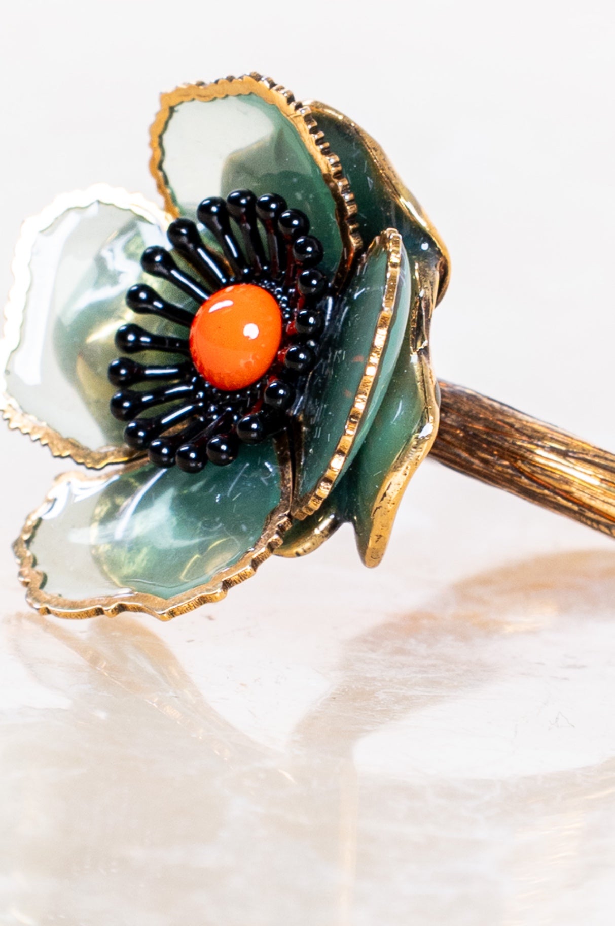 Green Resin Flower Ring