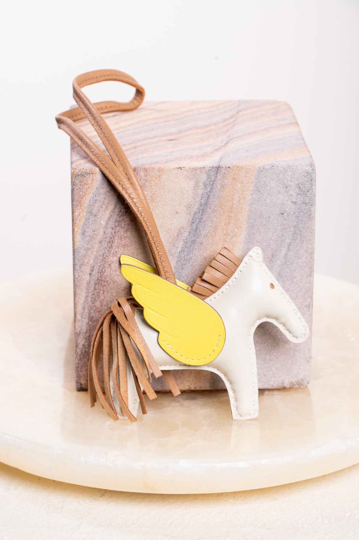 Beige and Yellow Pegase Lambskin charm