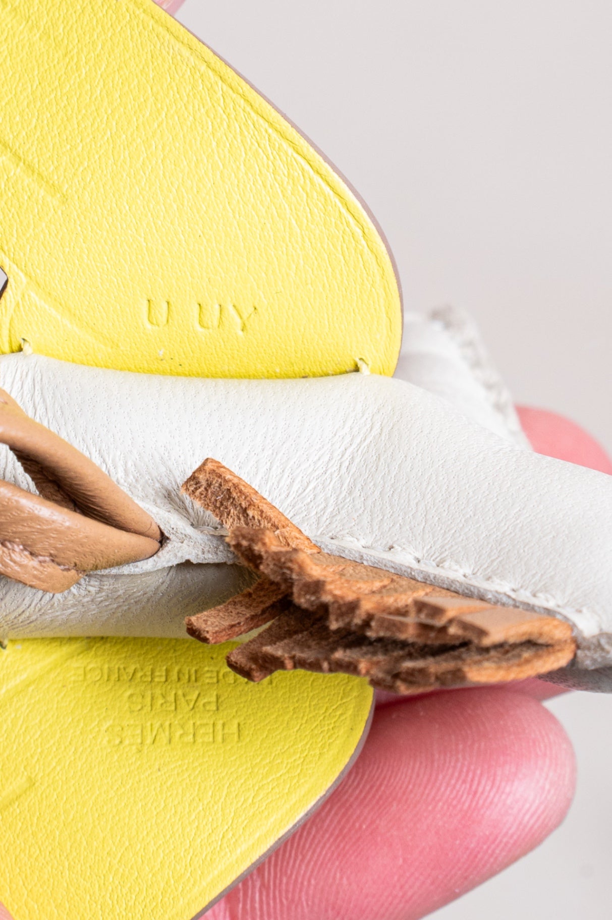 Beige and Yellow Pegase Lambskin charm