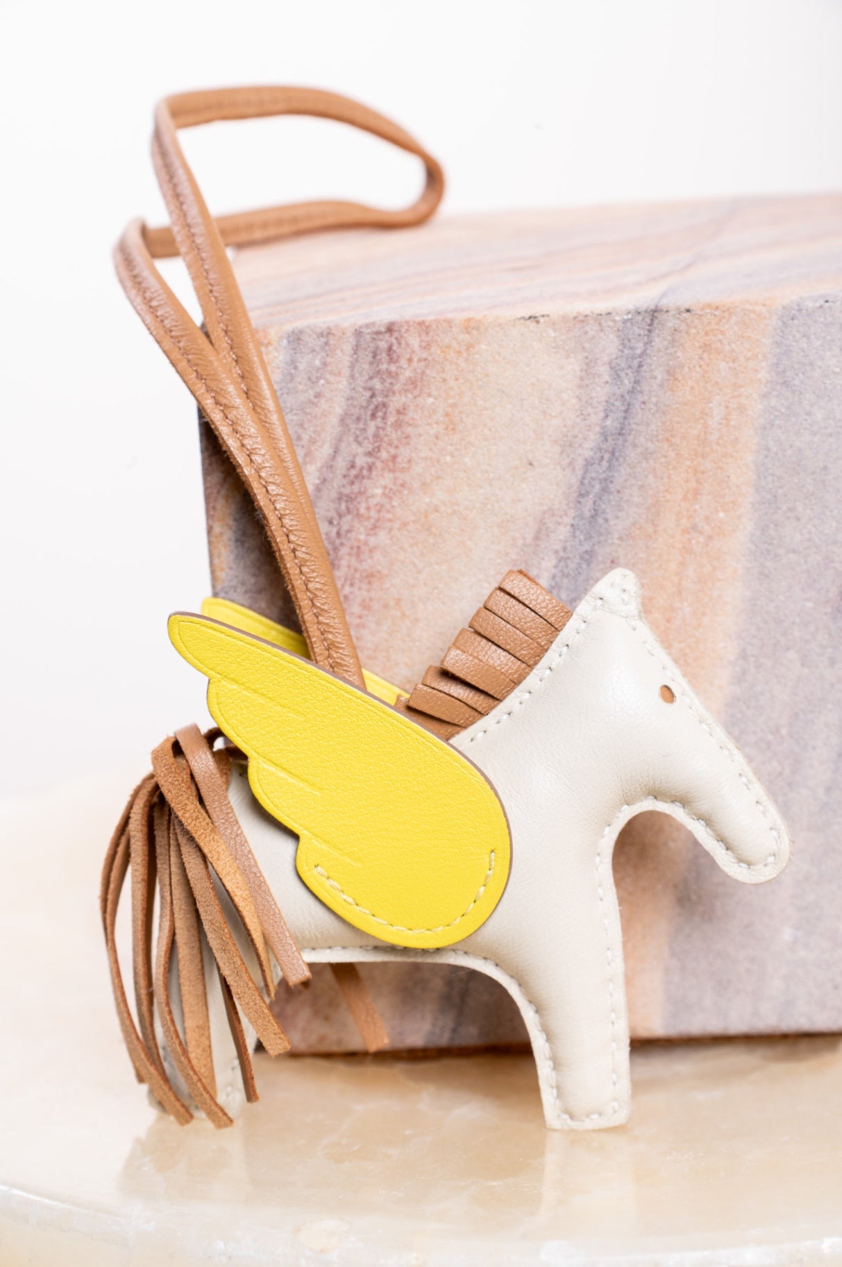 Beige and Yellow Pegase Lambskin charm
