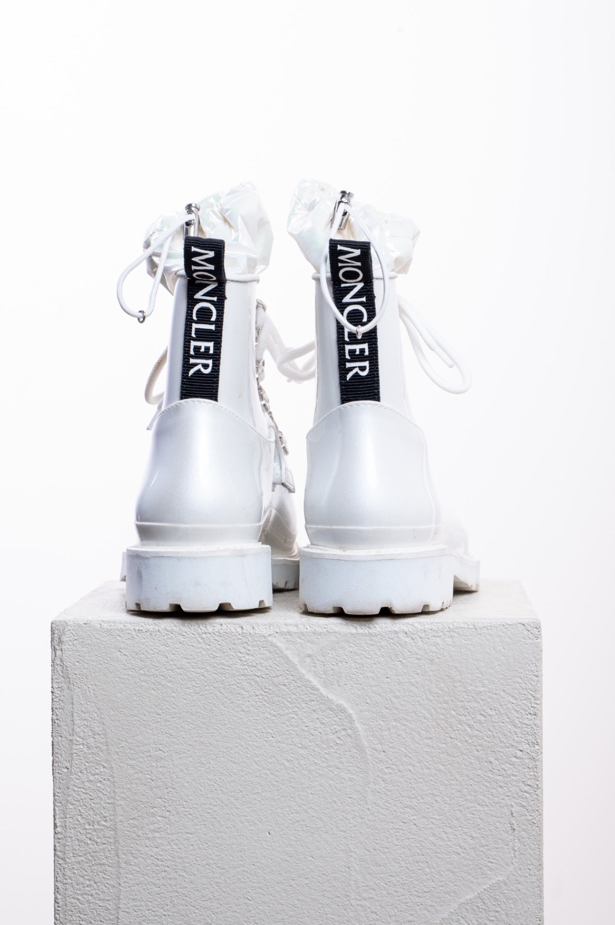 White Galaxite Lace-up Rain Boot