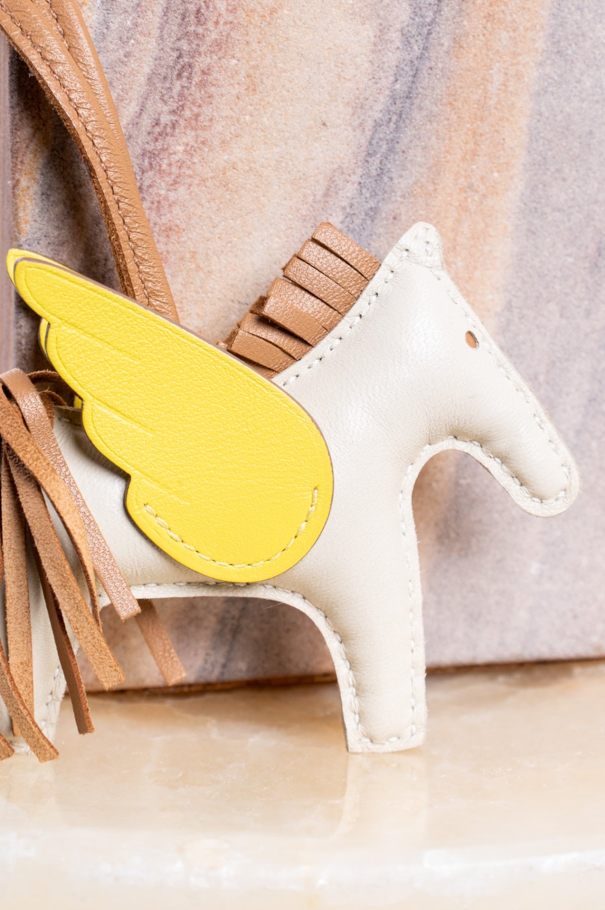 Beige and Yellow Pegase Lambskin charm
