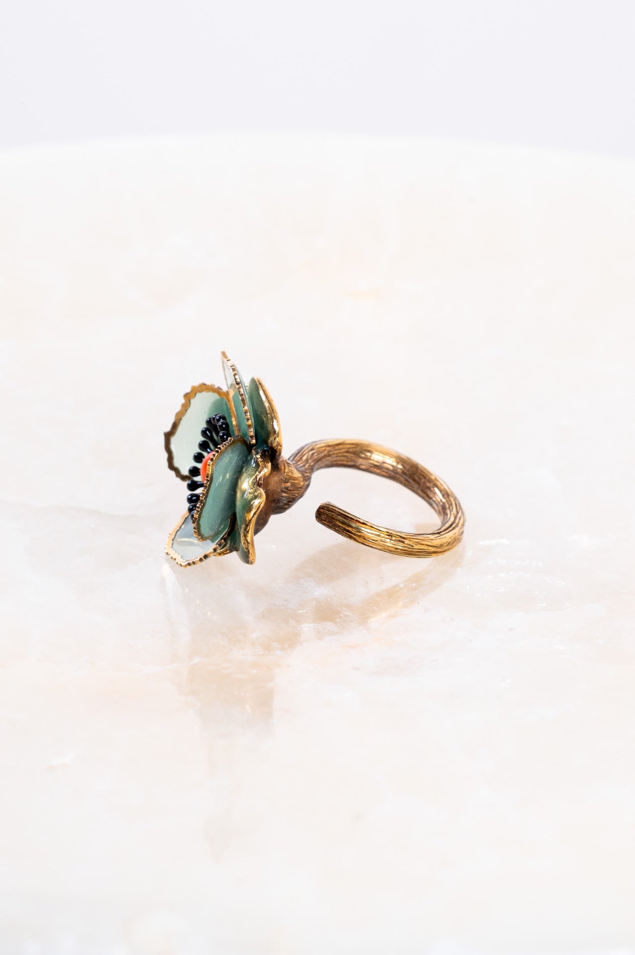 Green Resin Flower Ring