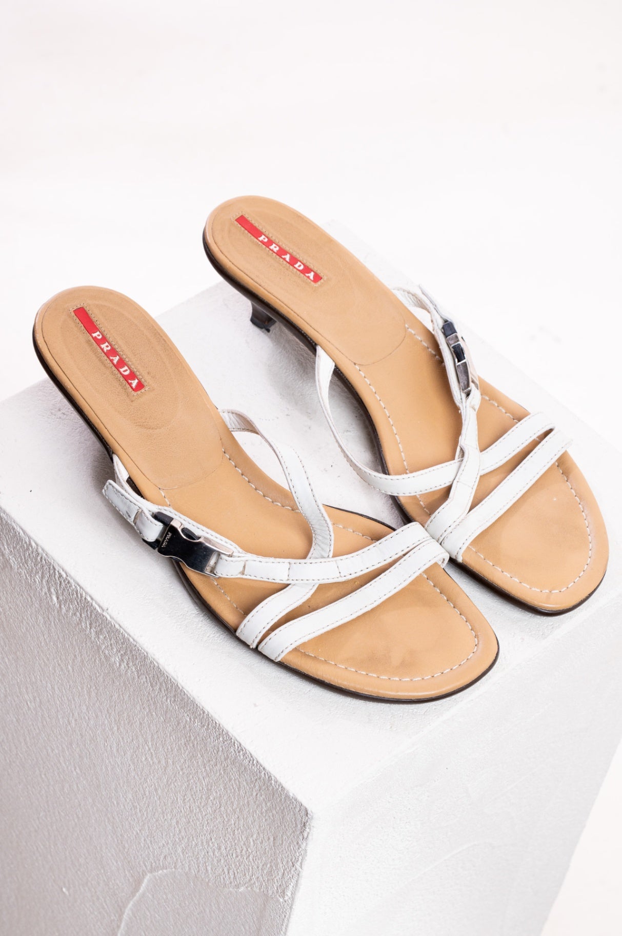 White Strappy Kitten Heel Sandal