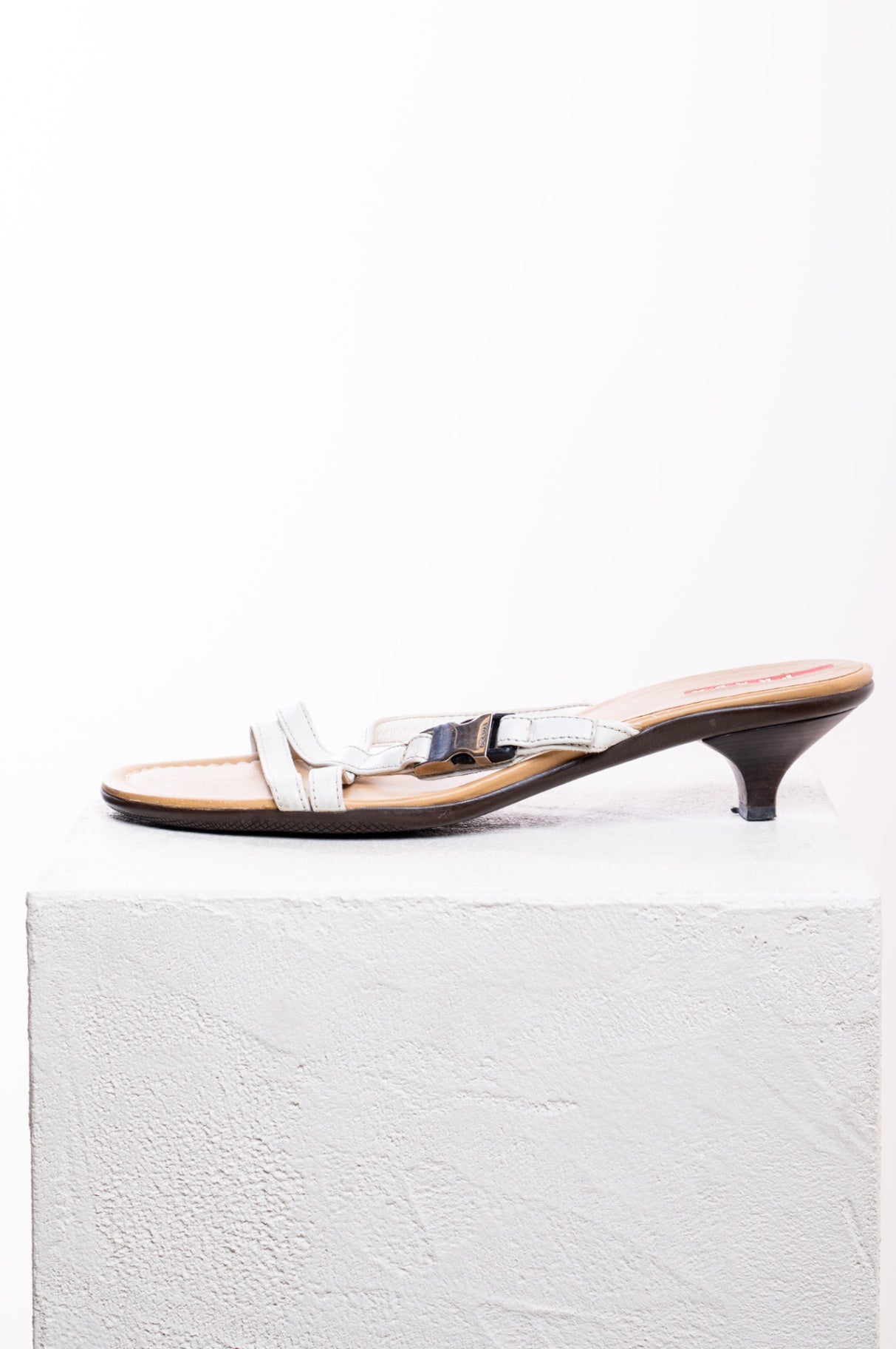 White Strappy Kitten Heel Sandal