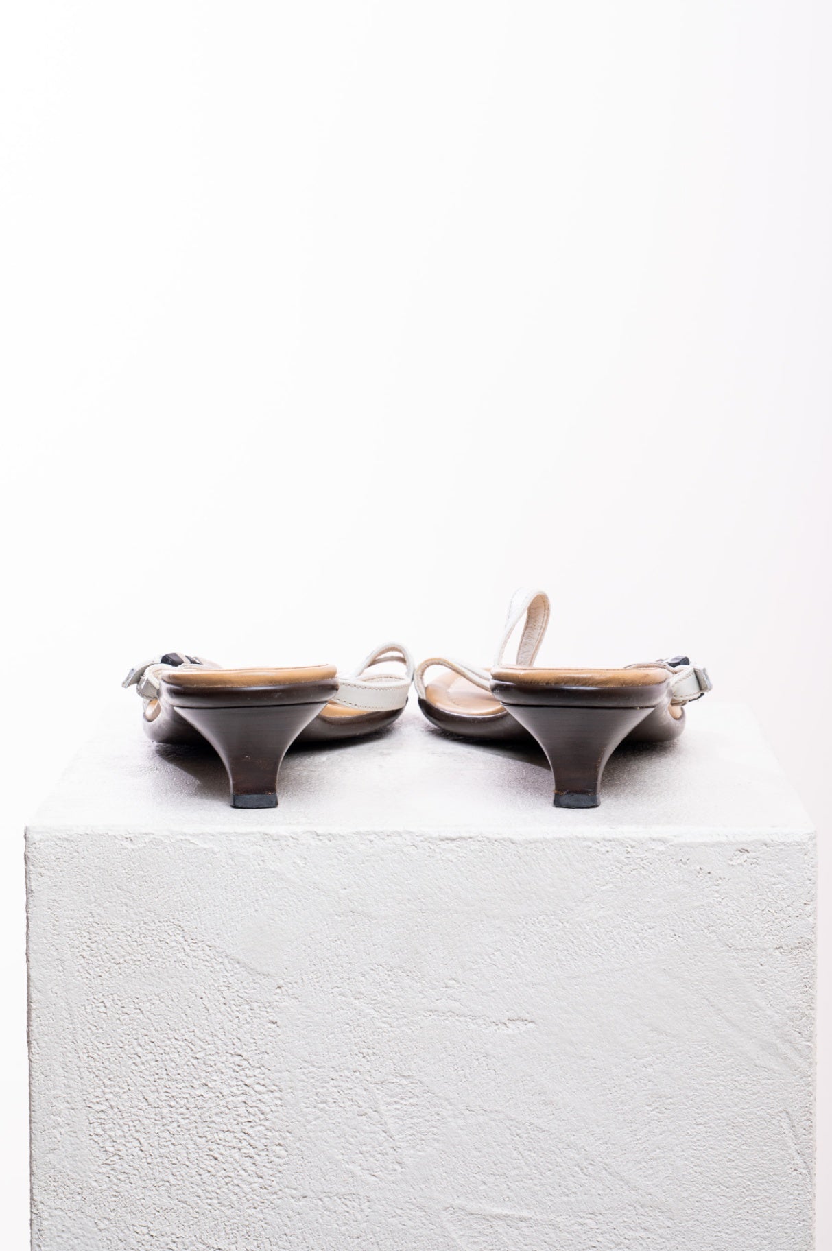 White Strappy Kitten Heel Sandal