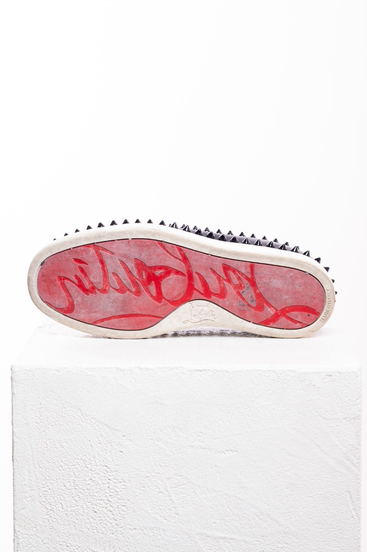 Black Leather Studded Pik Boat Slip-On Sneakers