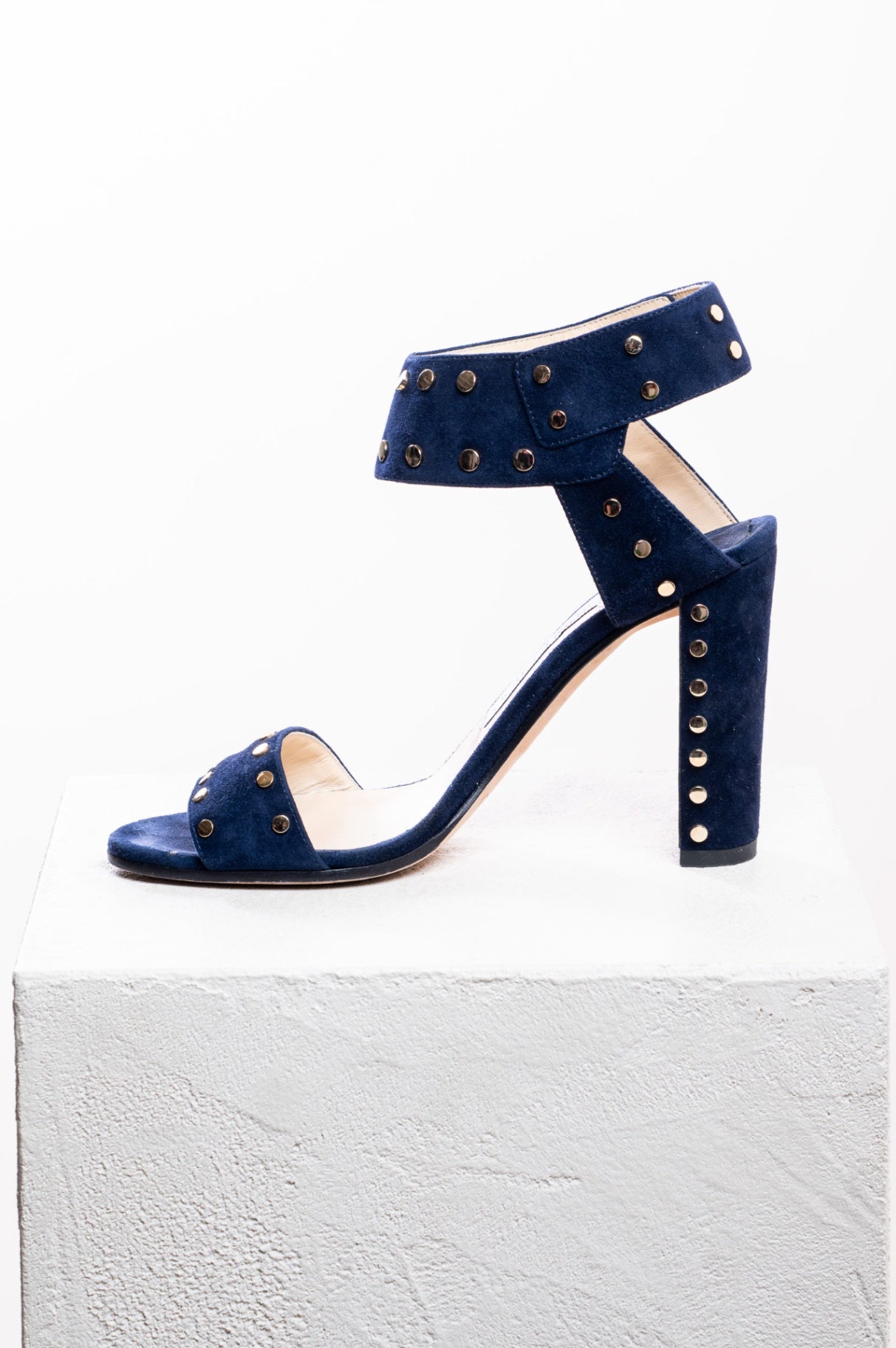Navy Suede Studded Sandal