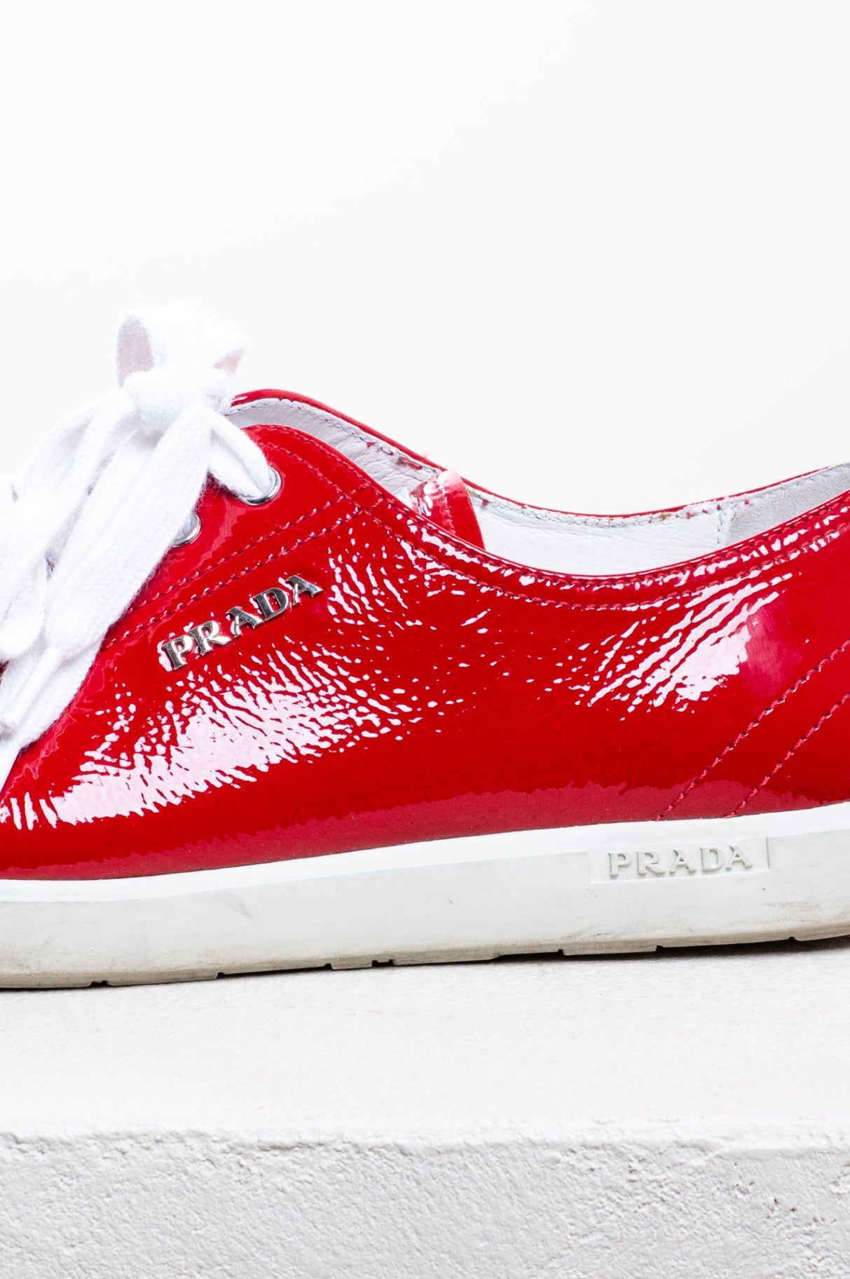 Red Patent Leather Low Top Sneakers