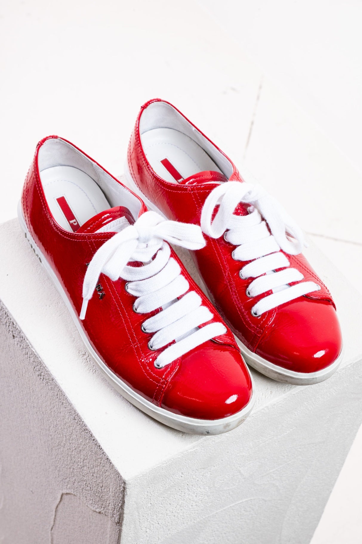 Red Patent Leather Low Top Sneakers