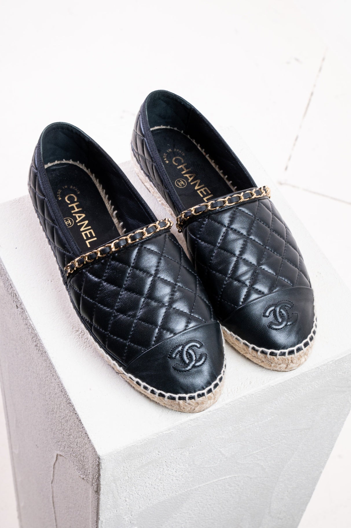 Black Quilted Espadrille