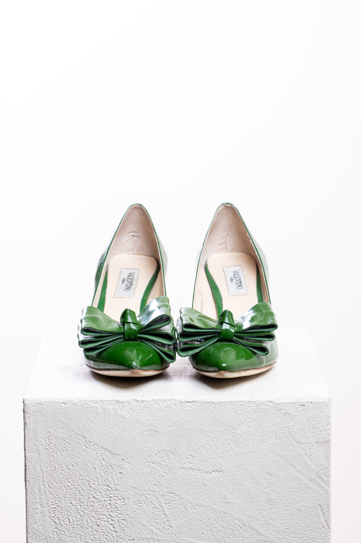 Green Bow Pointed Toe Mid Heel