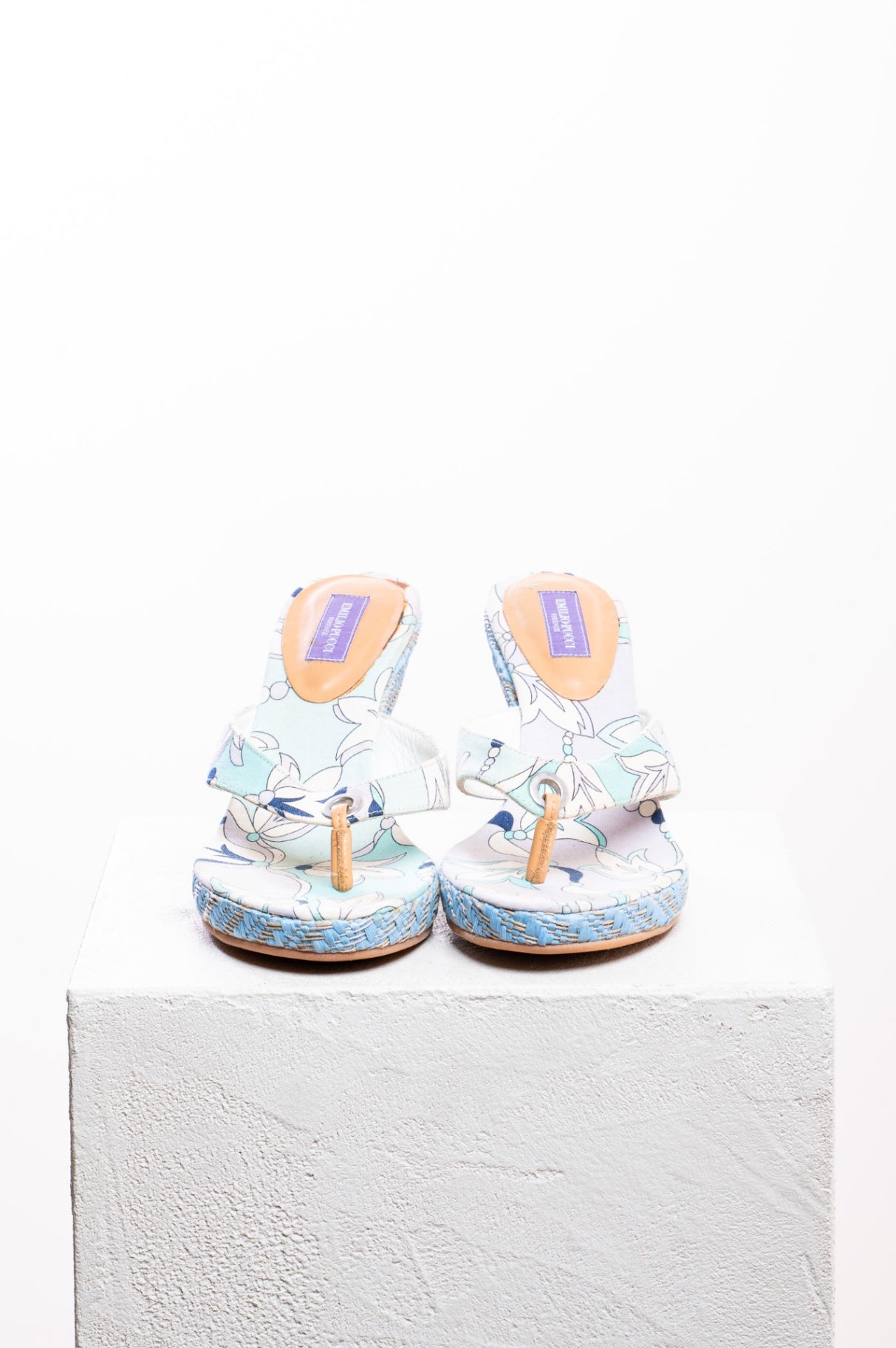 Vintage Blue Tone Wedge Sandal