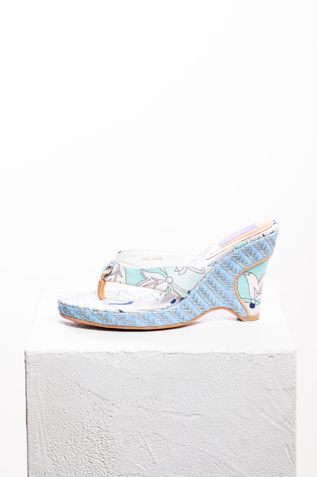 Vintage Blue Tone Wedge Sandal