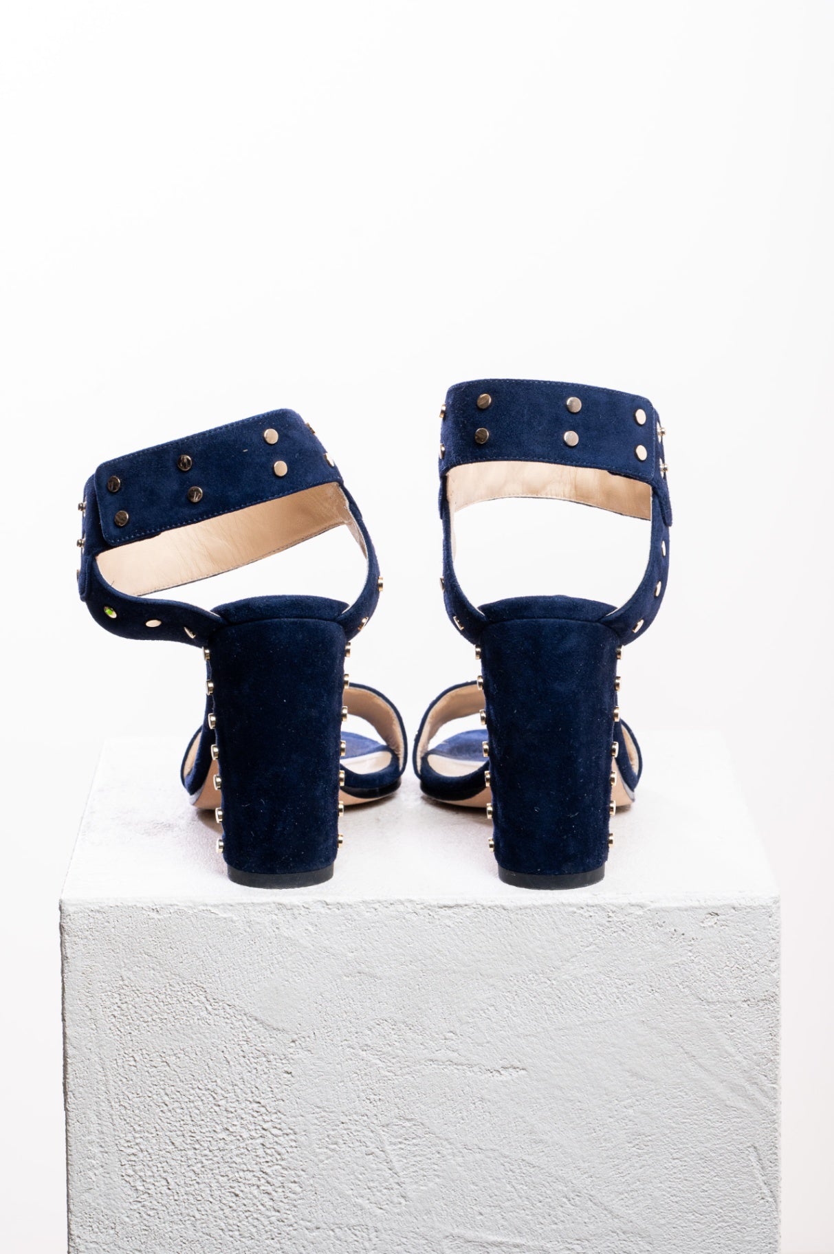 Navy Suede Studded Sandal