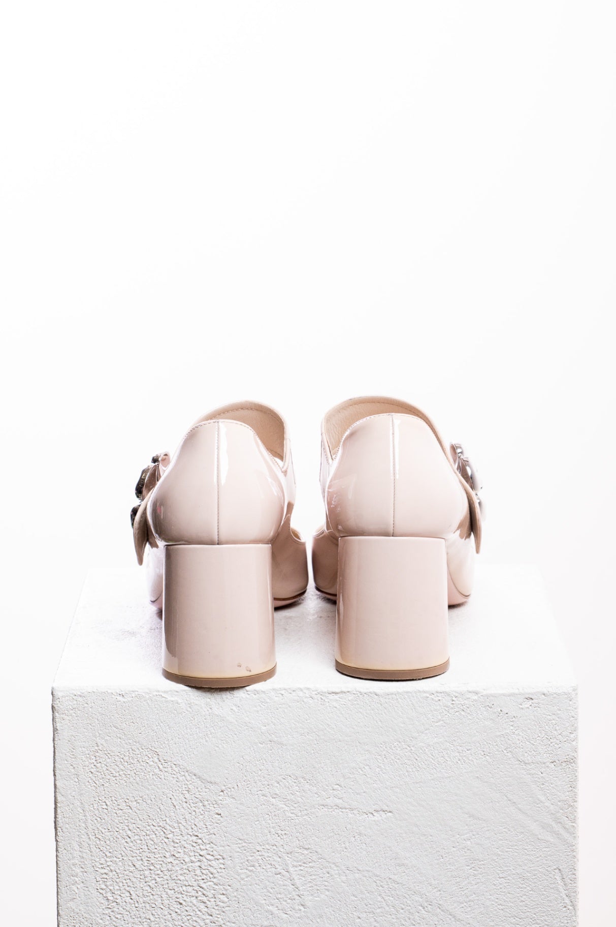 Nude Patent Leather Mary Jane Heels
