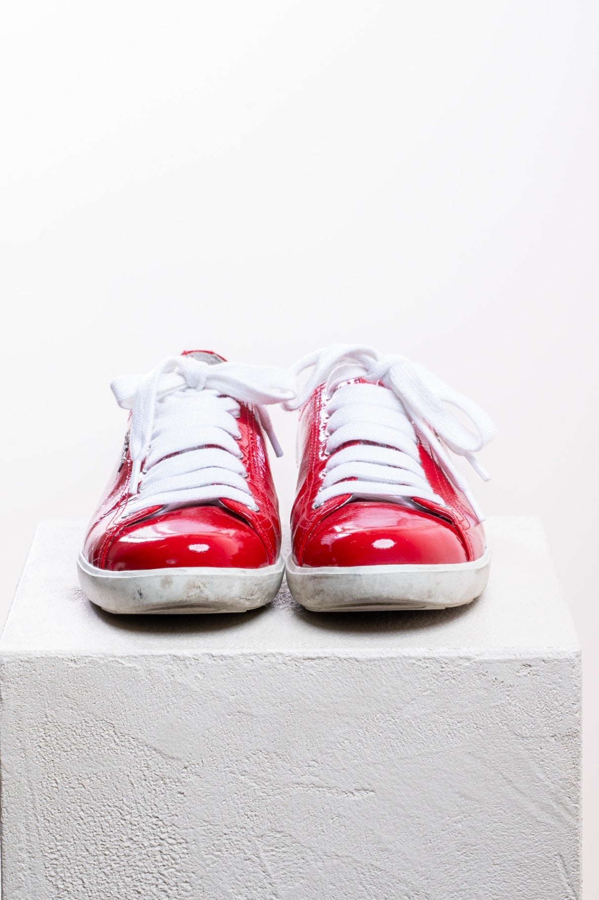 Red Patent Leather Low Top Sneakers