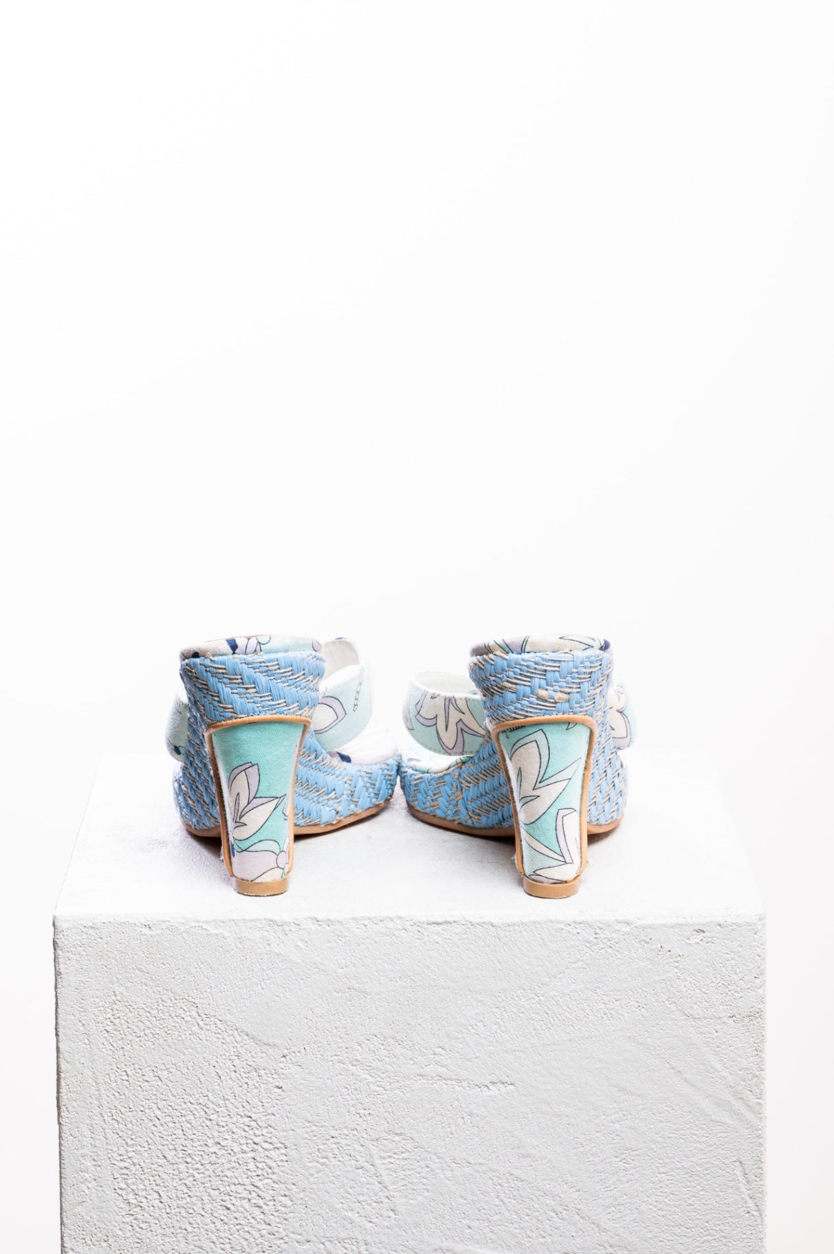 Vintage Blue Tone Wedge Sandal
