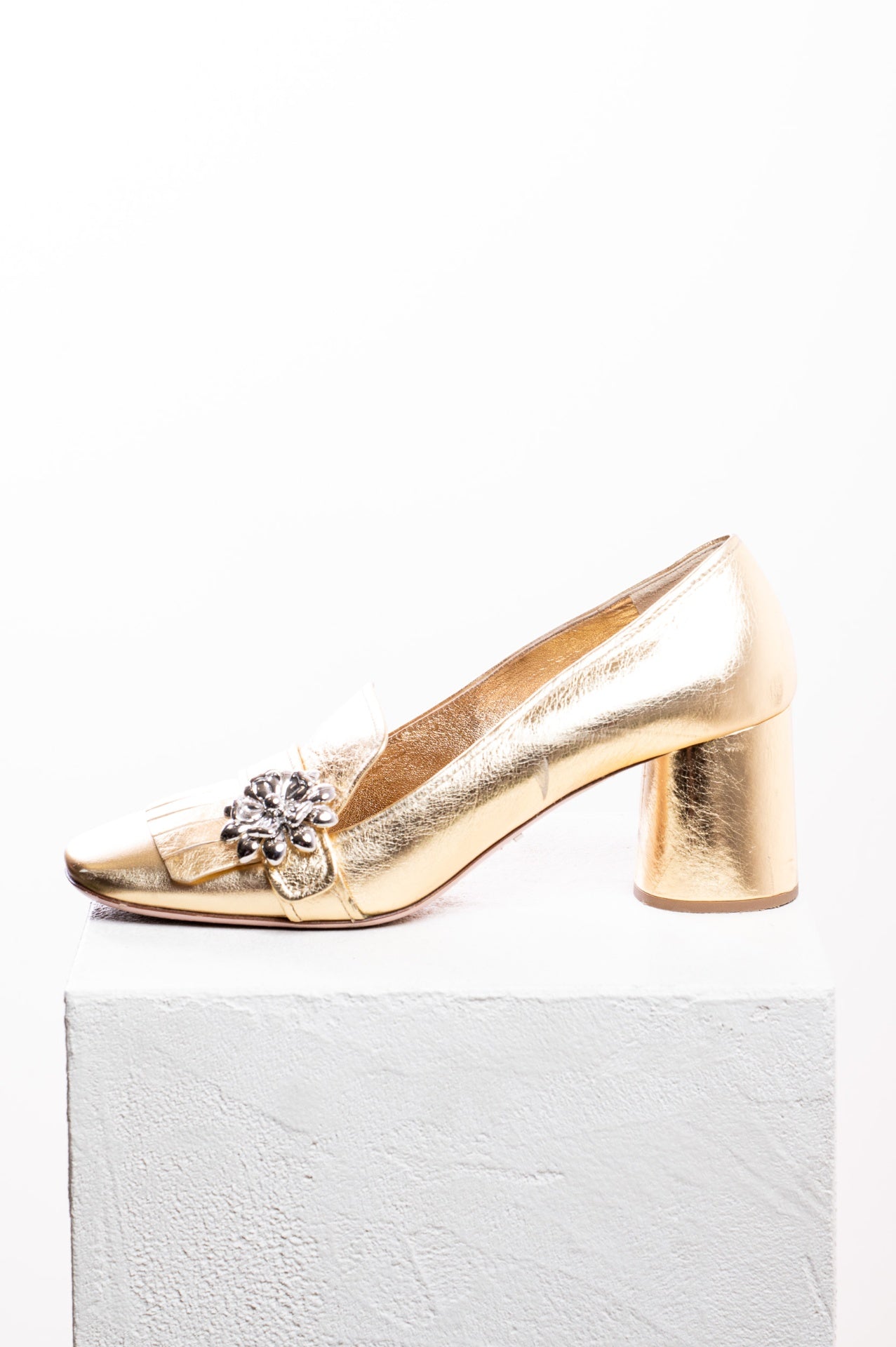 Gold High Heel Loafer