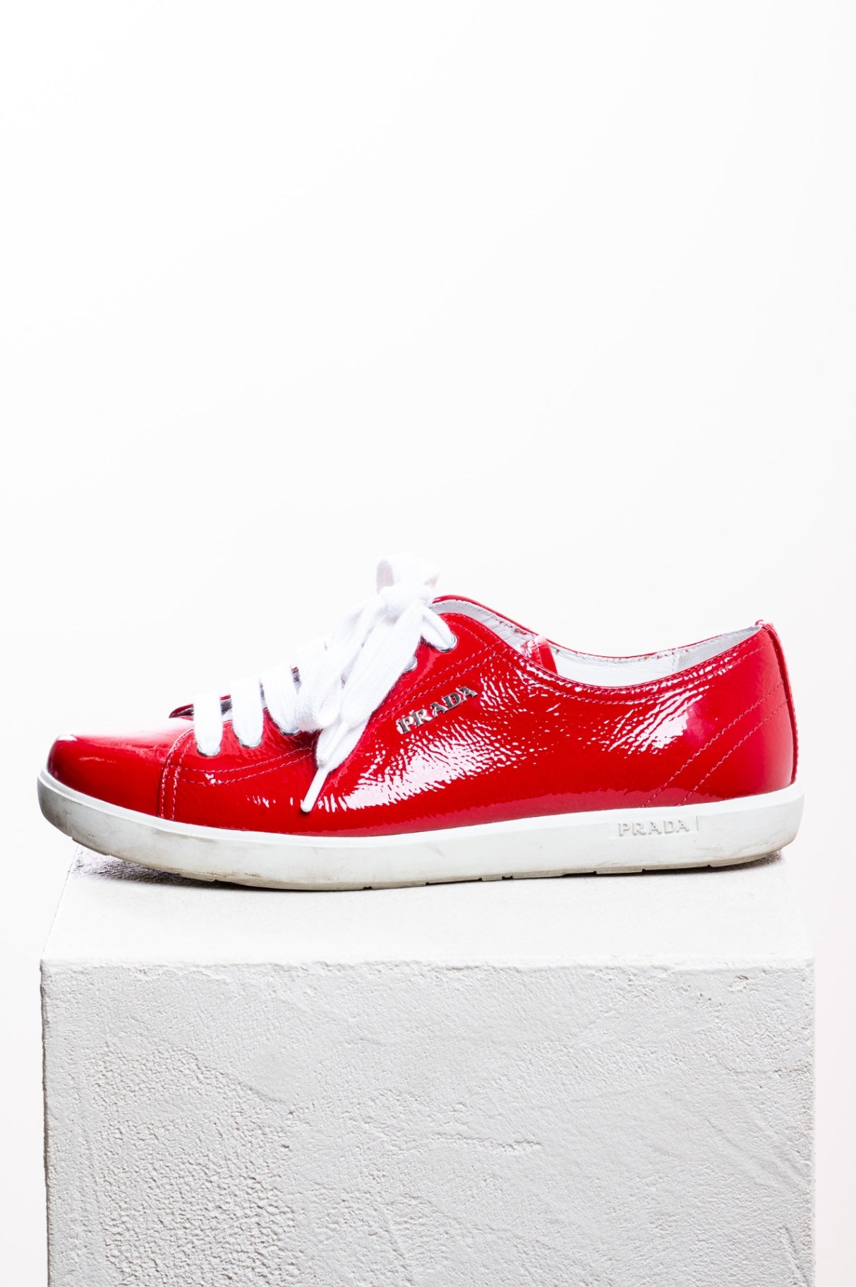 Red Patent Leather Low Top Sneakers
