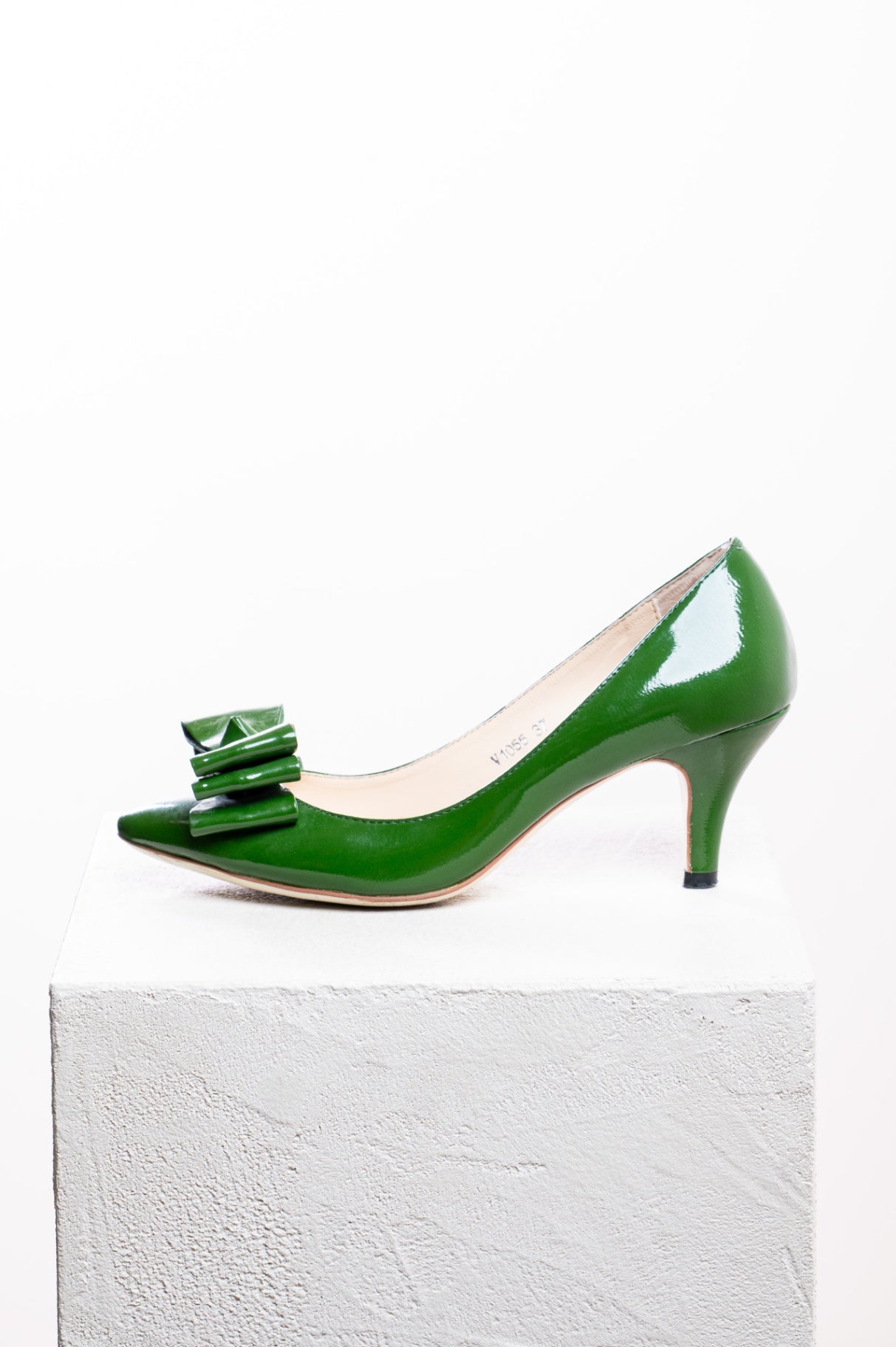 Green Bow Pointed Toe Mid Heel