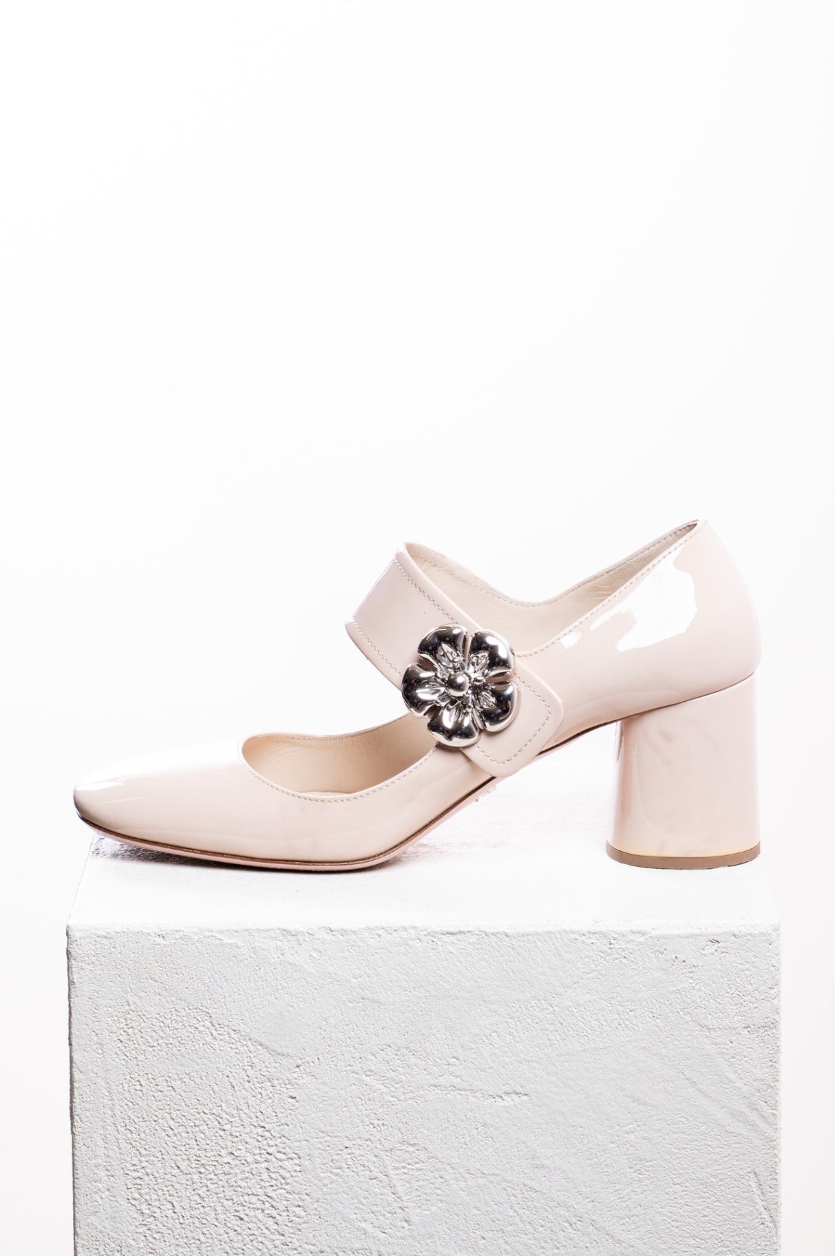 Nude Patent Leather Mary Jane Heels