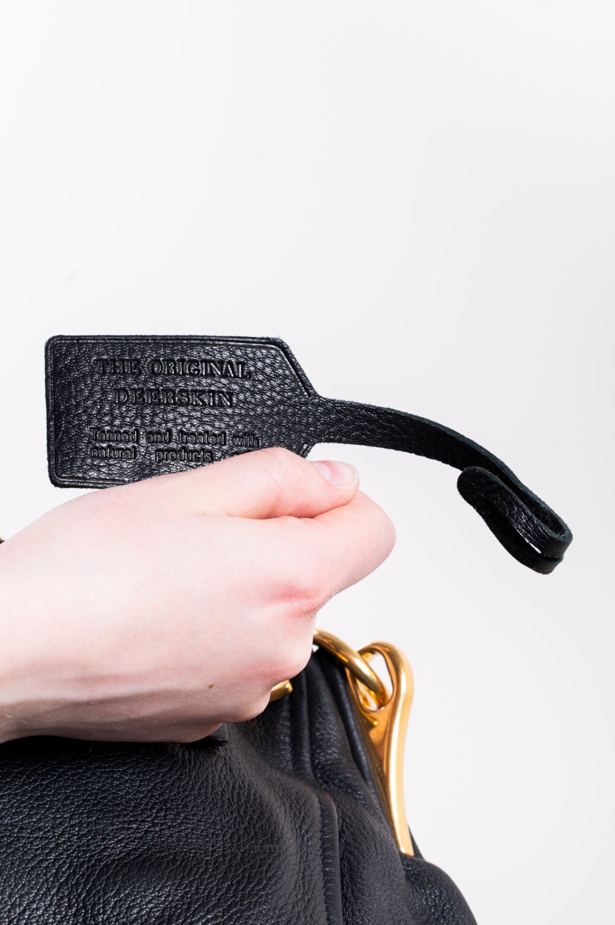 Black Cervo Leather Zip Shoulder Bag