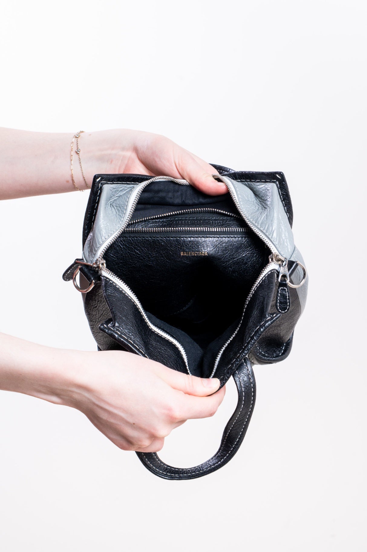 Black Crinkled Bazar Small Shopper Tote Bag